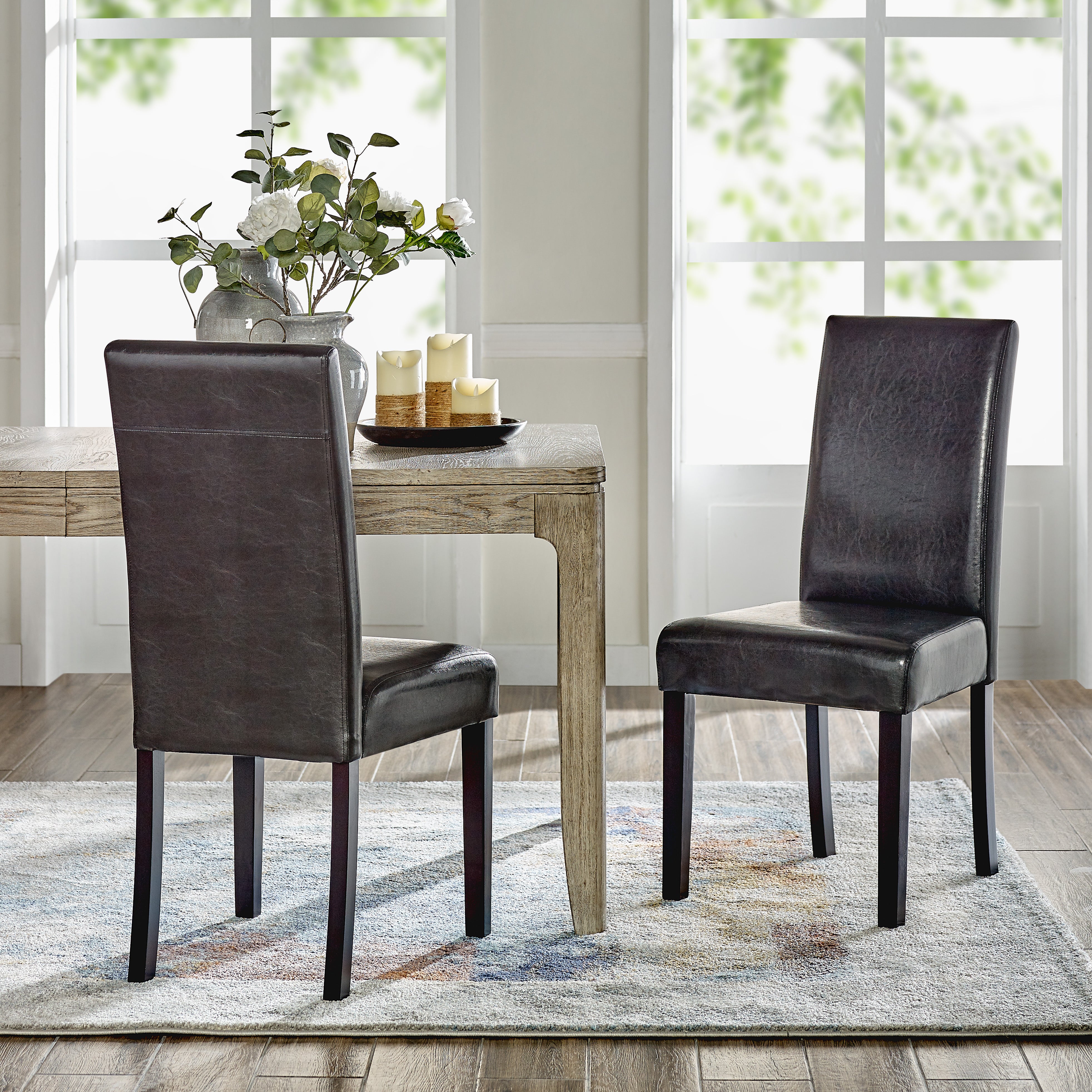 Villa Faux Leather Dining Chairs (Set of 2)