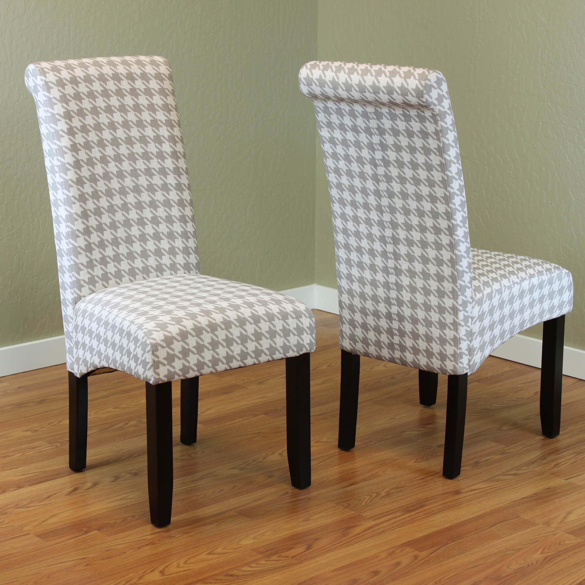 Milan Houndstooth Linen Dining Chairs (Set of 2)