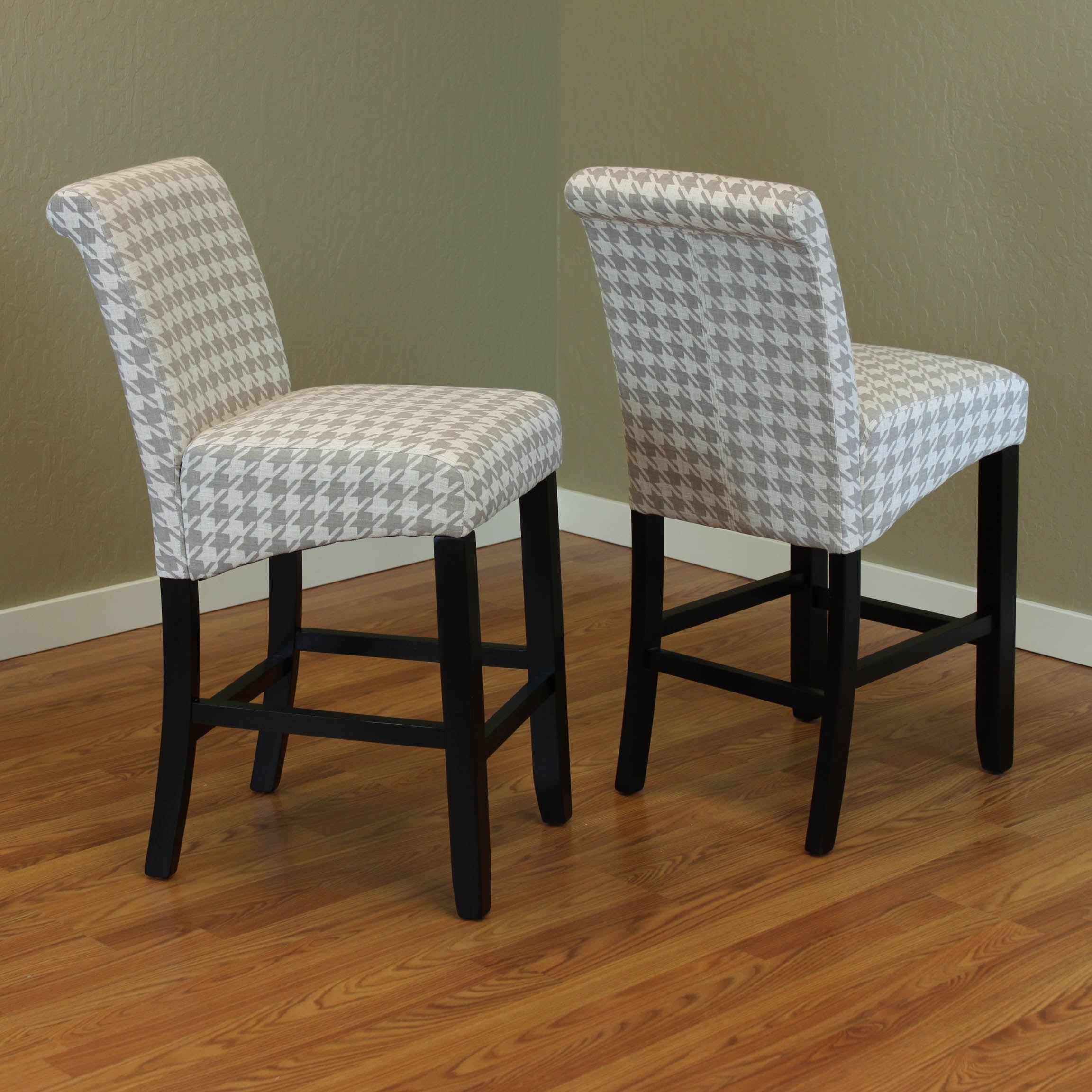 Milan Houndstooth linen Counter Chairs (Set of 2)