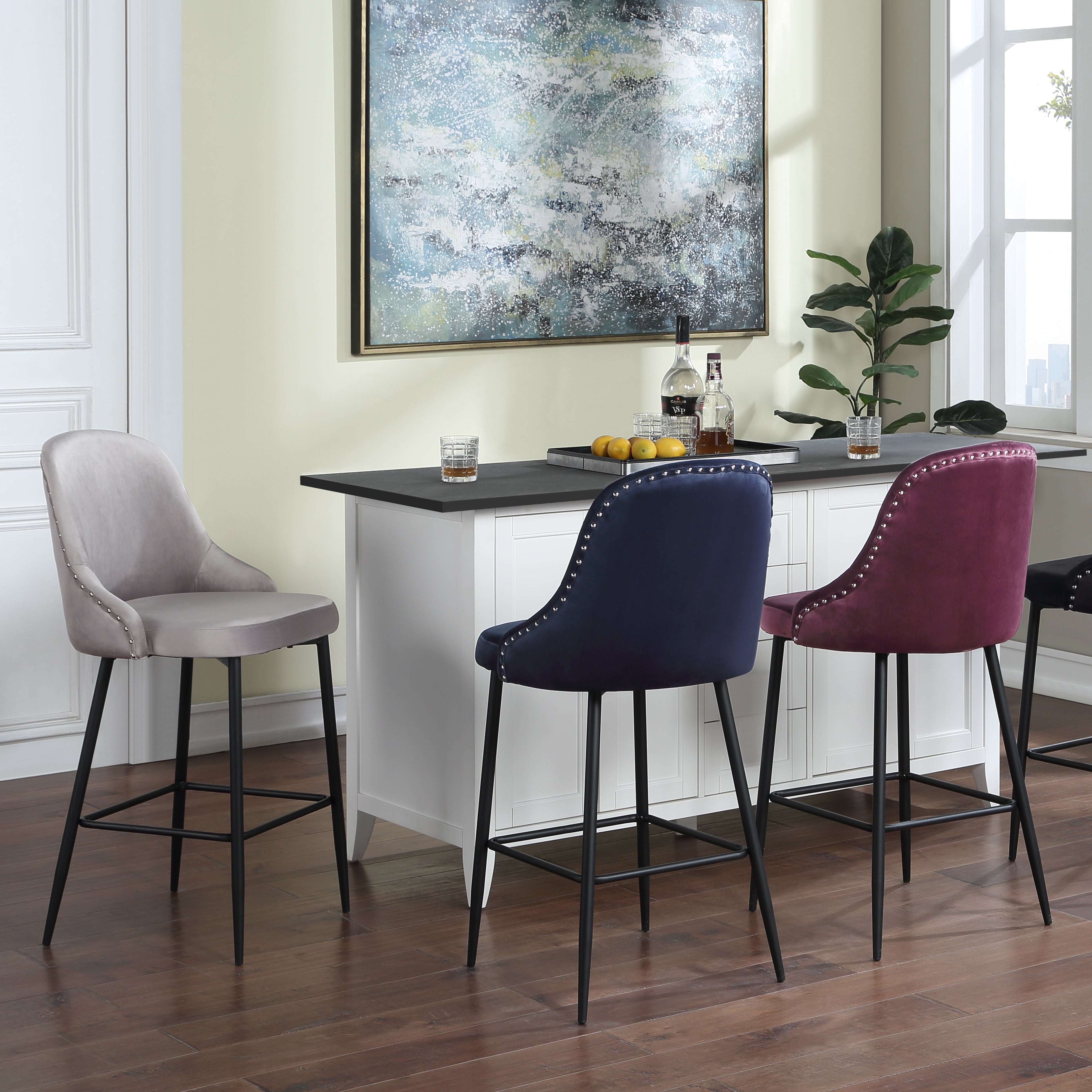 Voss Velvet Counter Chairs (Set of 2)