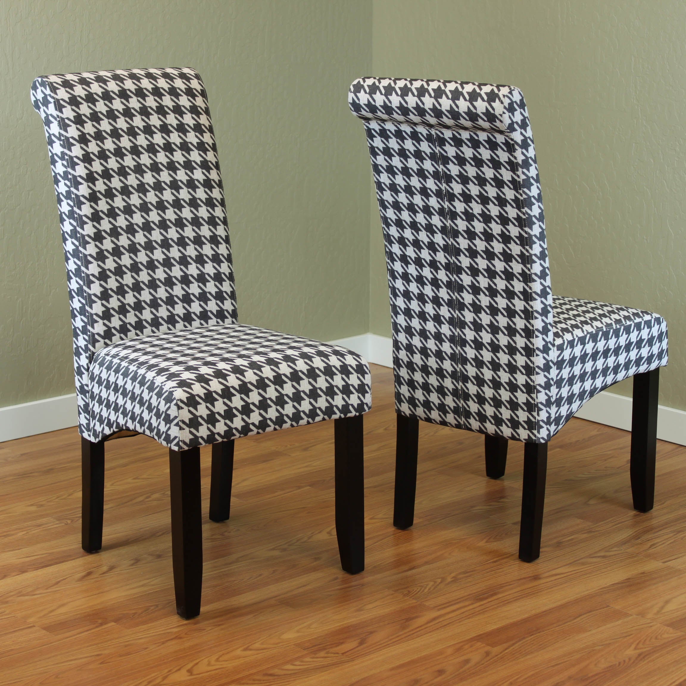 Milan Houndstooth Linen Dining Chairs (Set of 2)