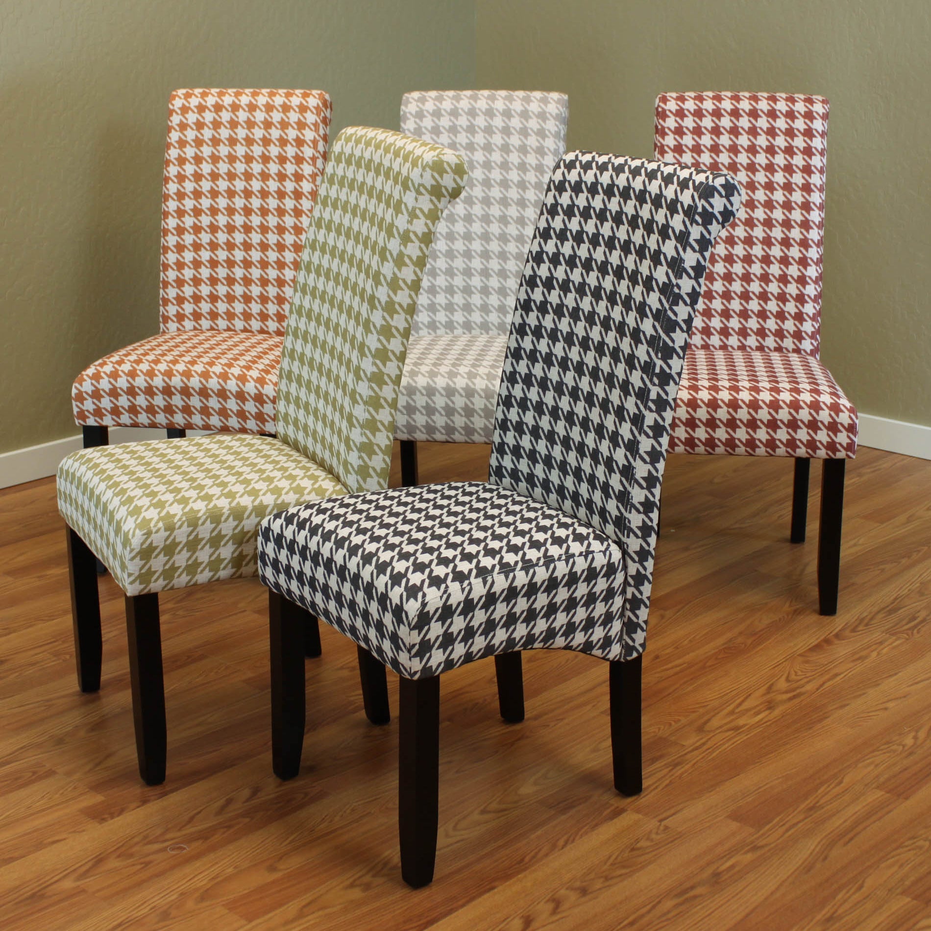 Milan Houndstooth Linen Dining Chairs (Set of 2)