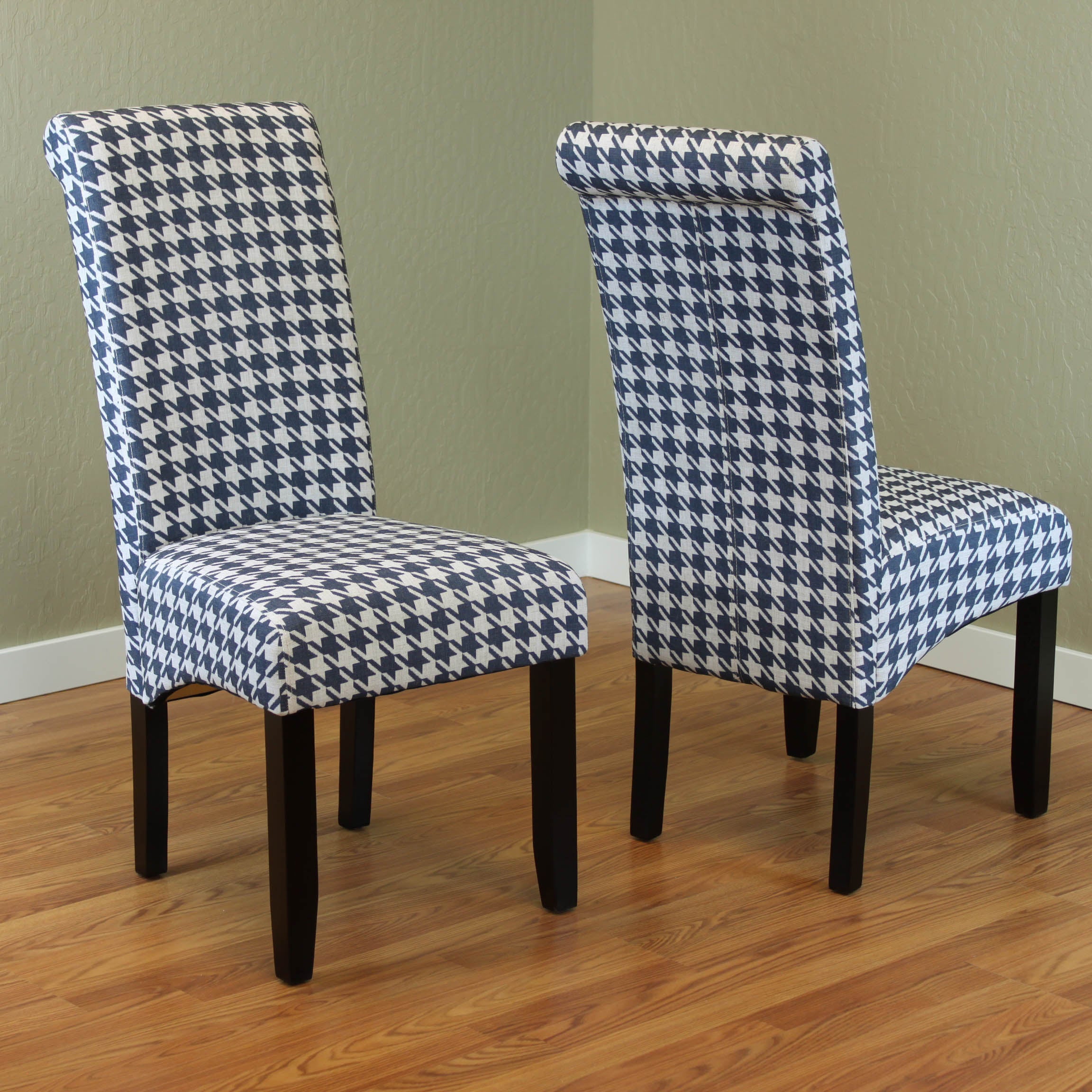 Milan Houndstooth Linen Dining Chairs (Set of 2)