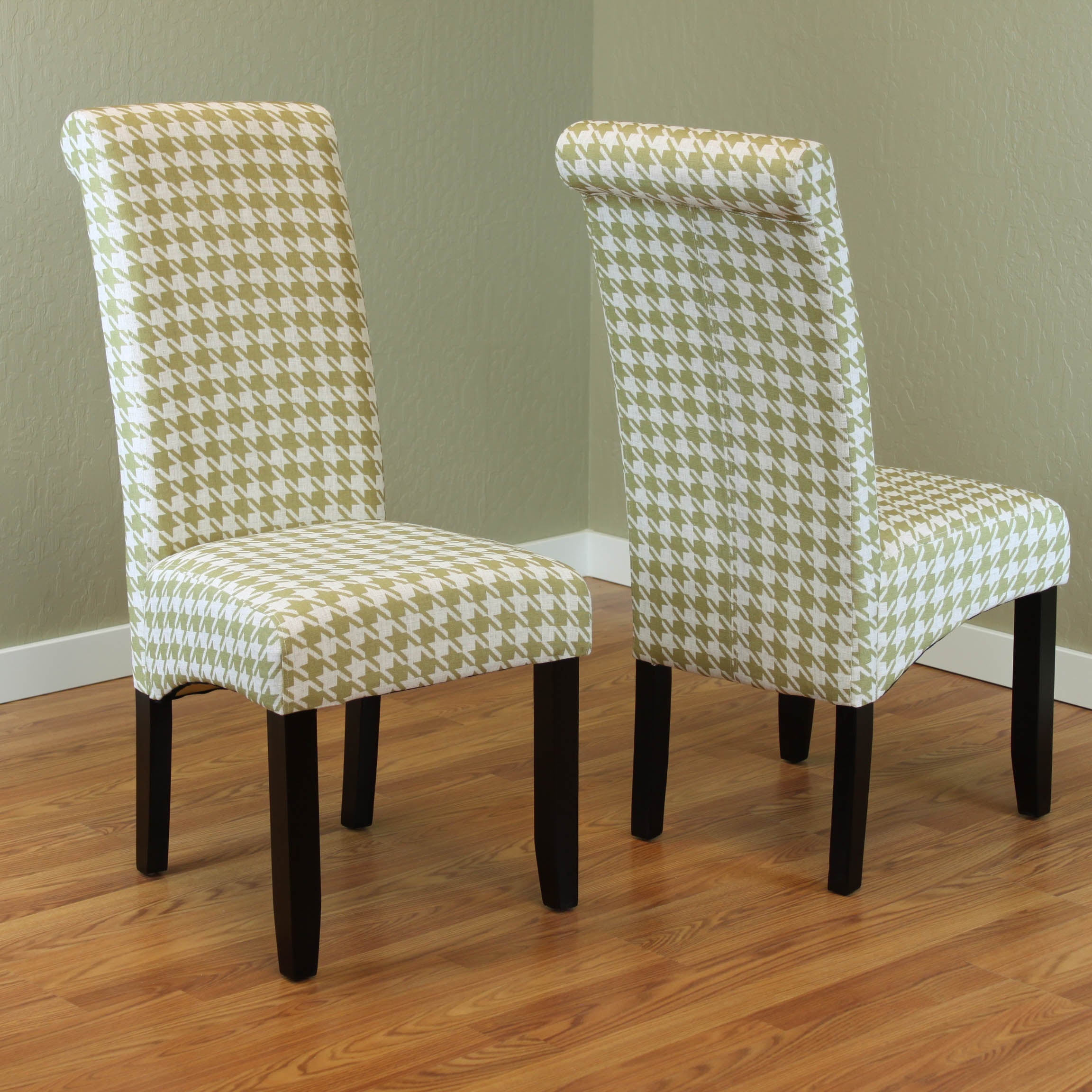 Milan Houndstooth Linen Dining Chairs (Set of 2)