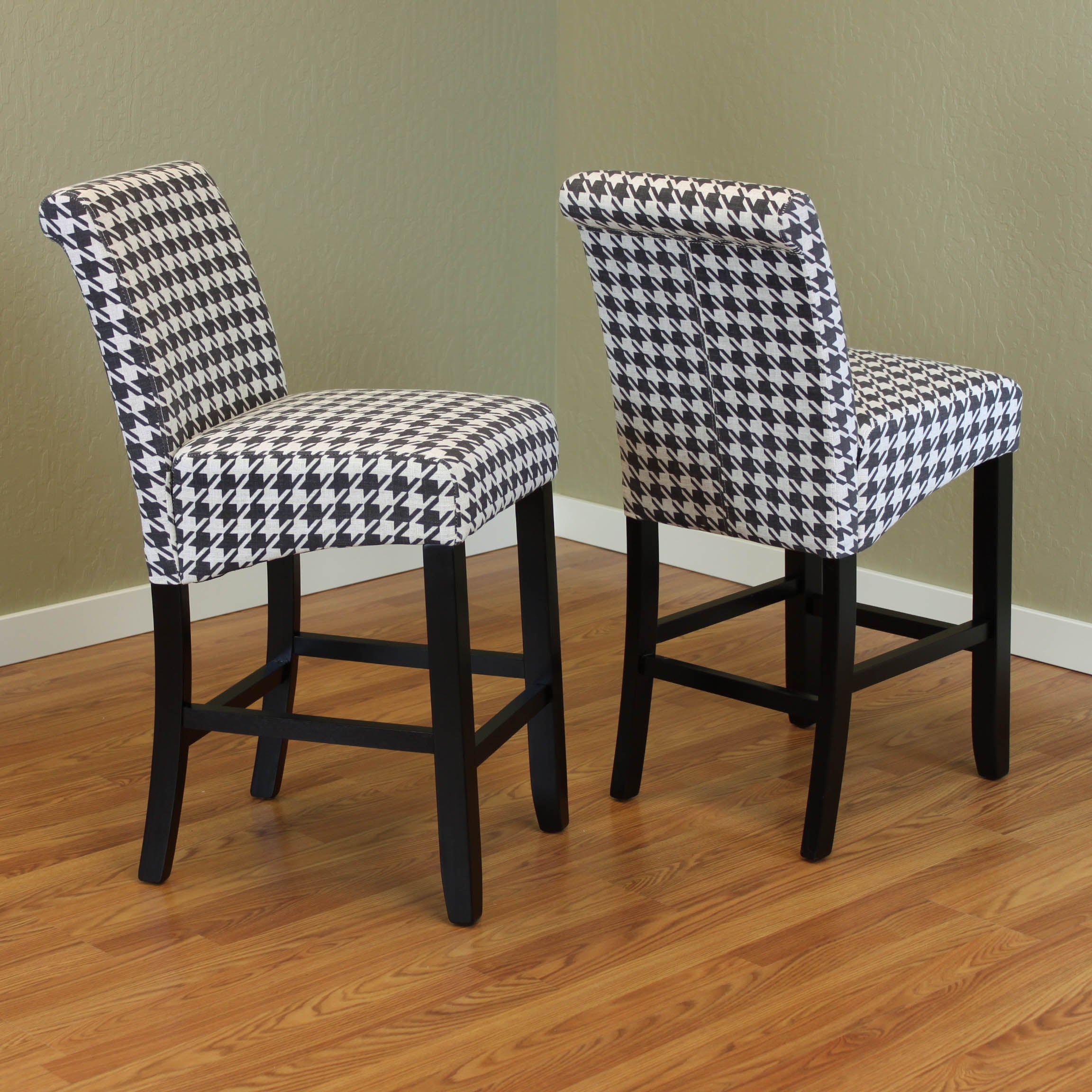 Milan Houndstooth linen Counter Chairs (Set of 2)