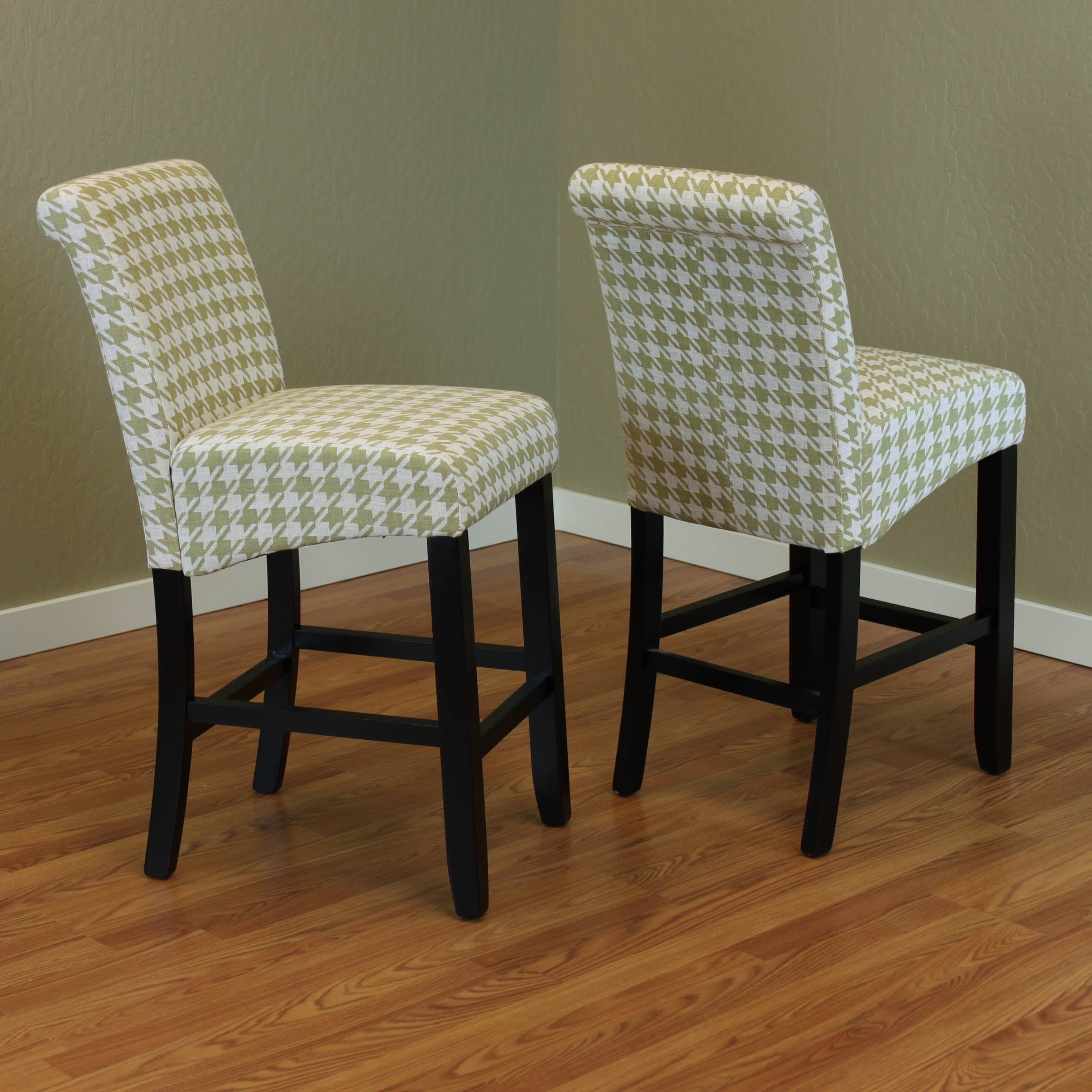 Milan Houndstooth linen Counter Chairs (Set of 2)