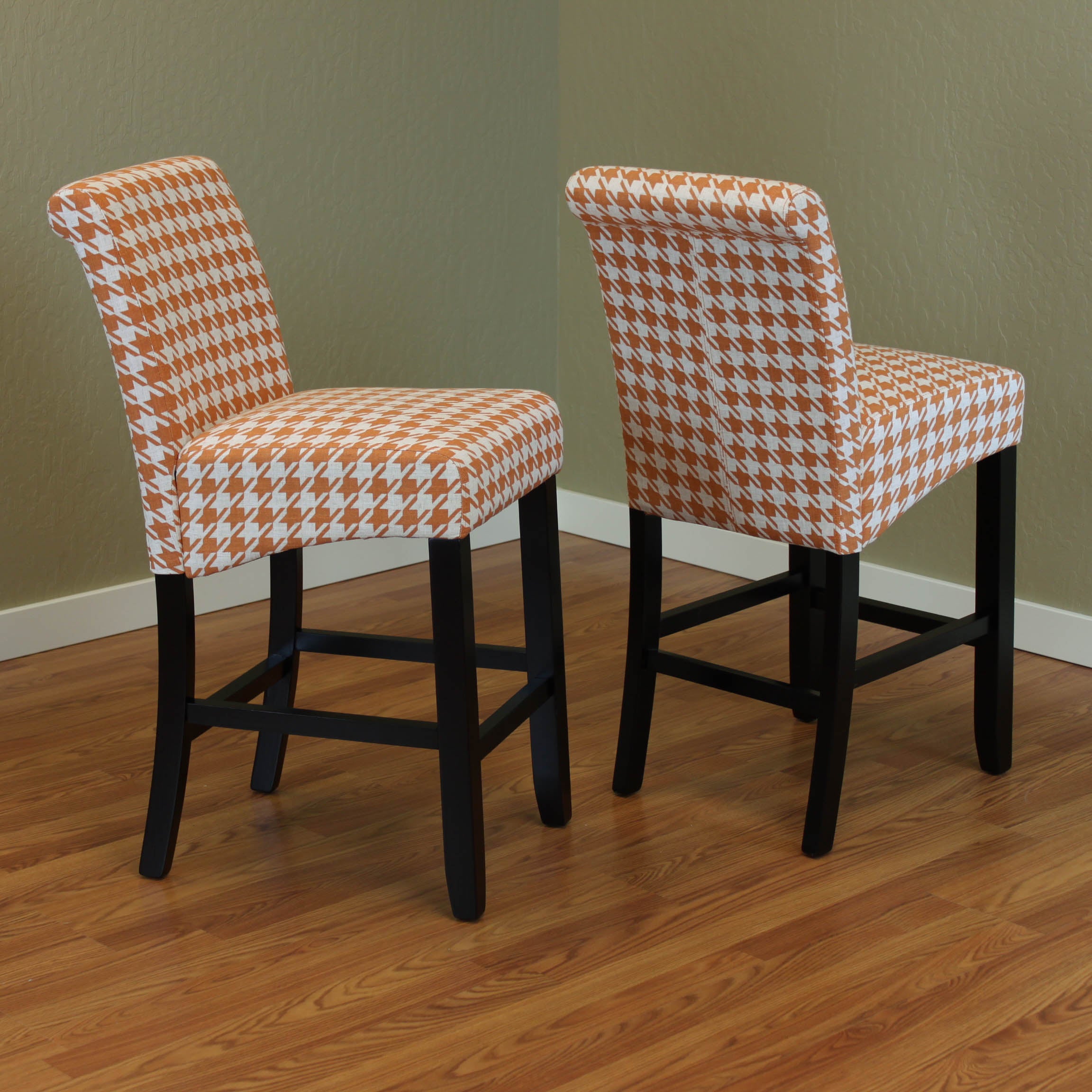 Milan Houndstooth linen Counter Chairs (Set of 2)