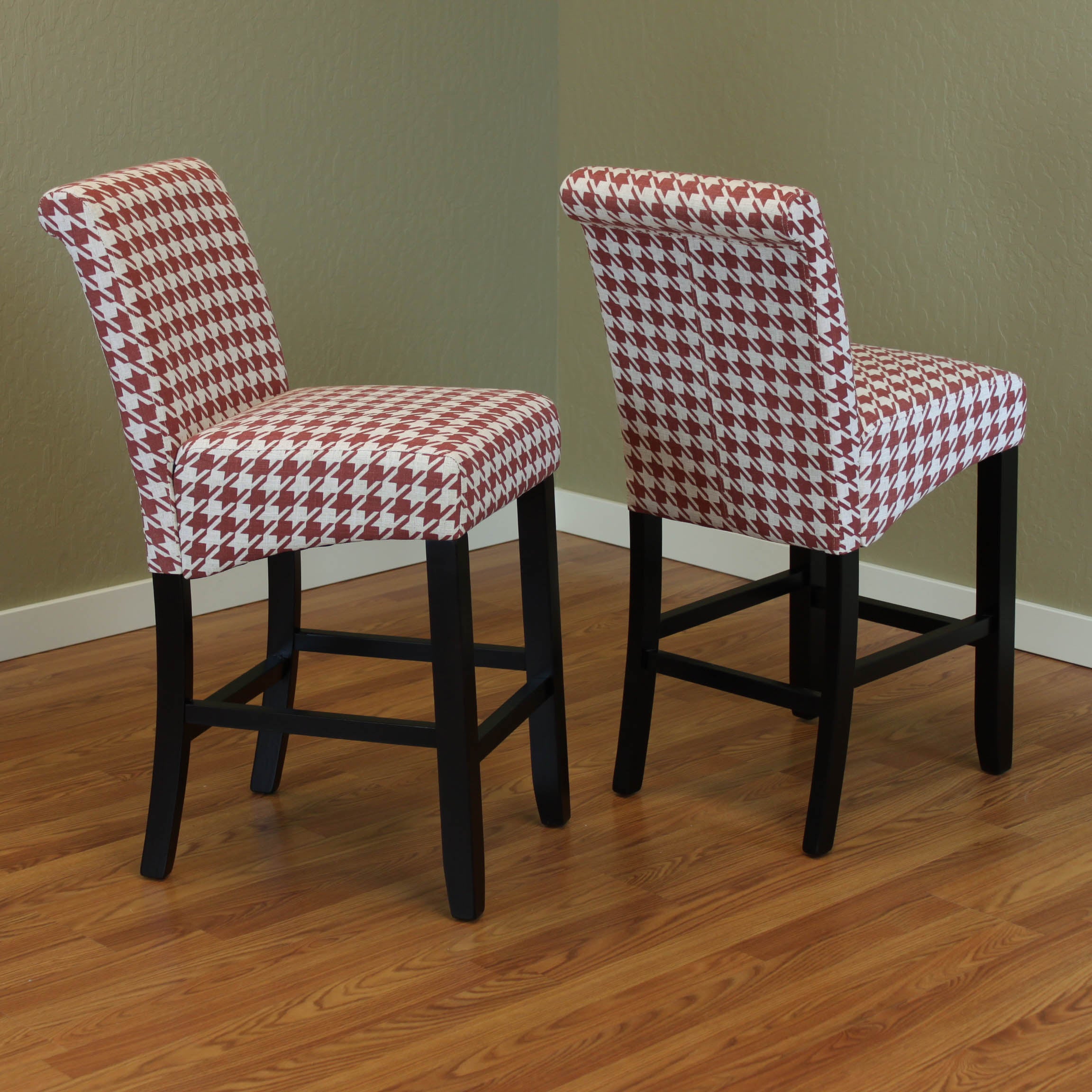 Milan Houndstooth linen Counter Chairs (Set of 2)