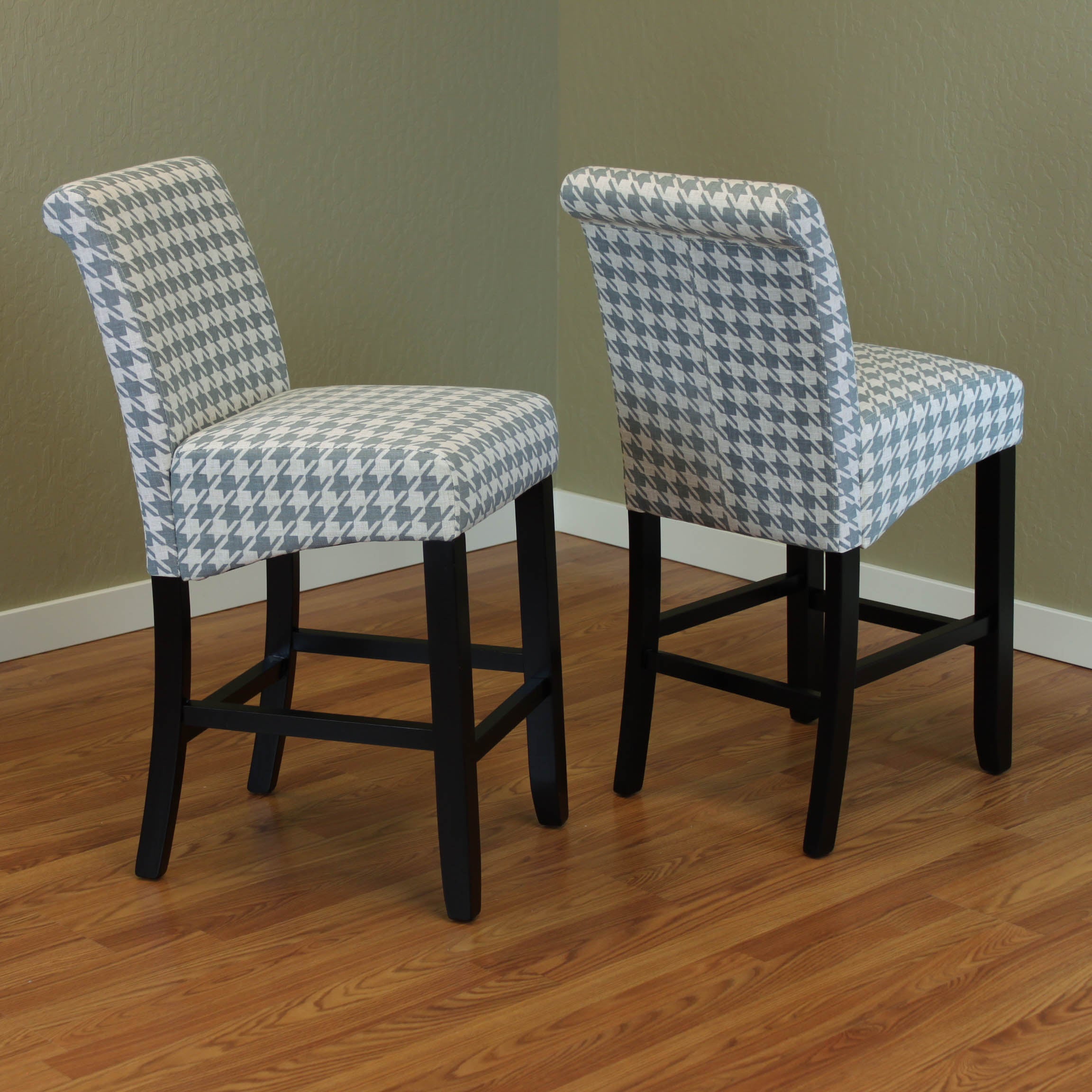 Milan Houndstooth linen Counter Chairs (Set of 2)