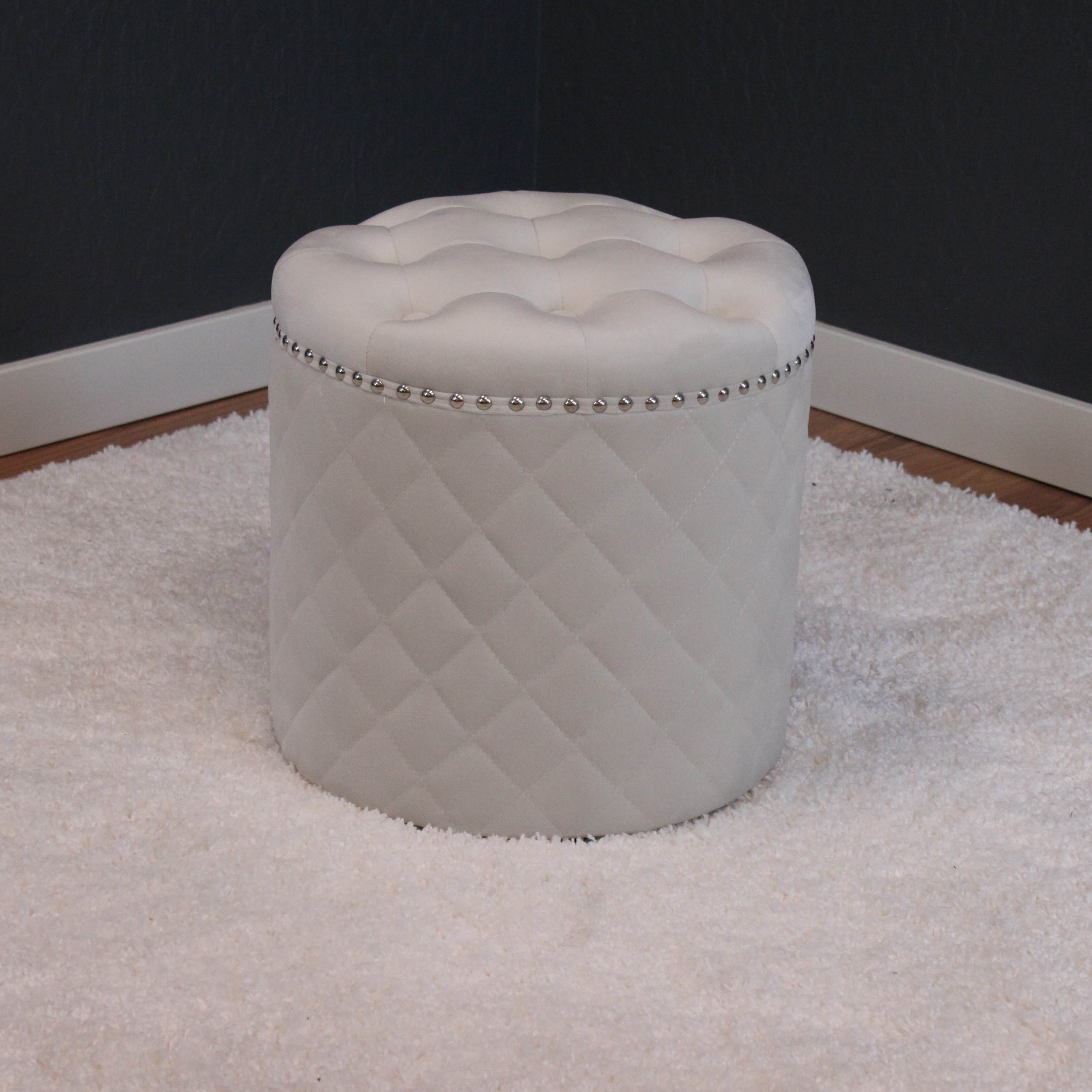 Lemele Round Velvet Ottoman