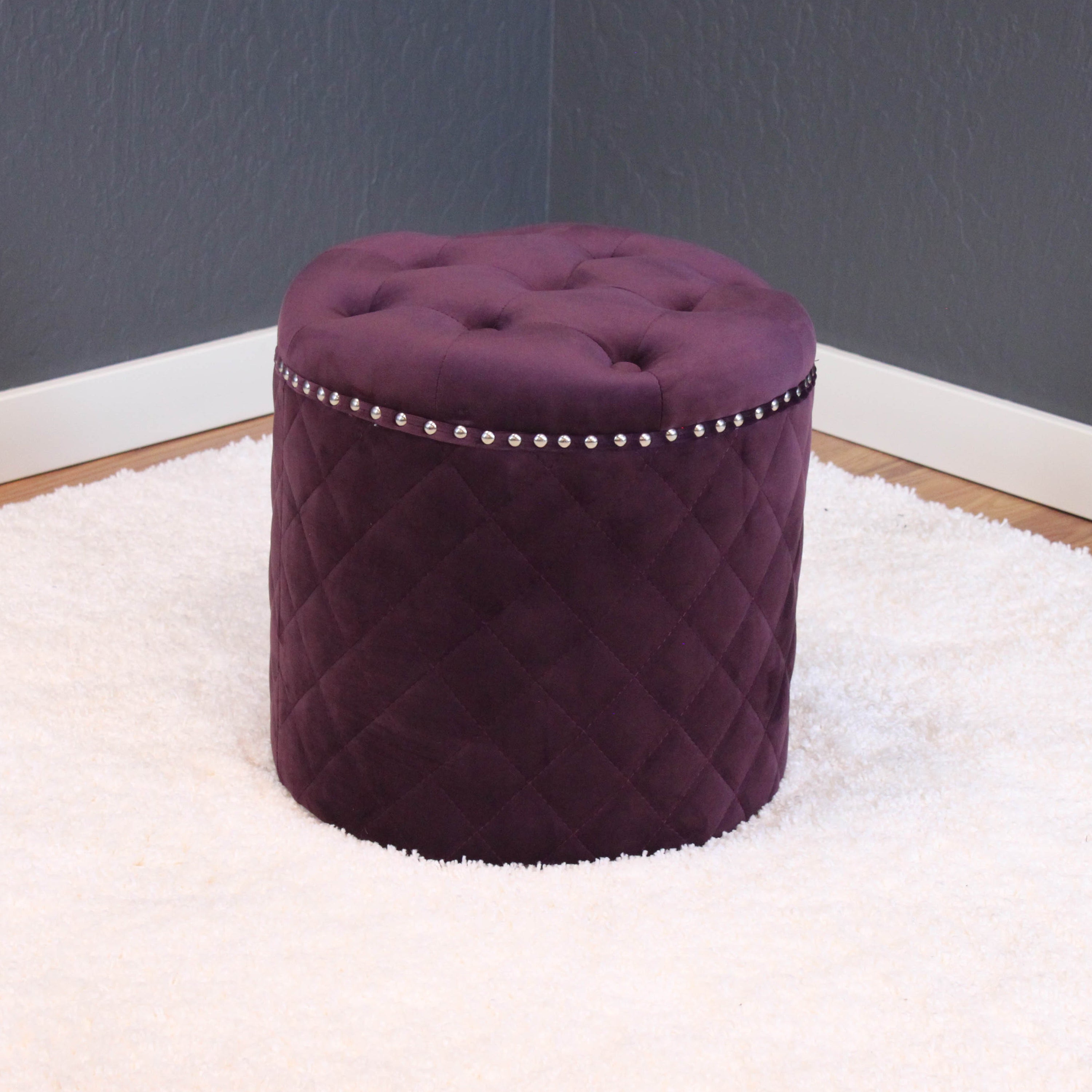 Lemele Round Velvet Ottoman