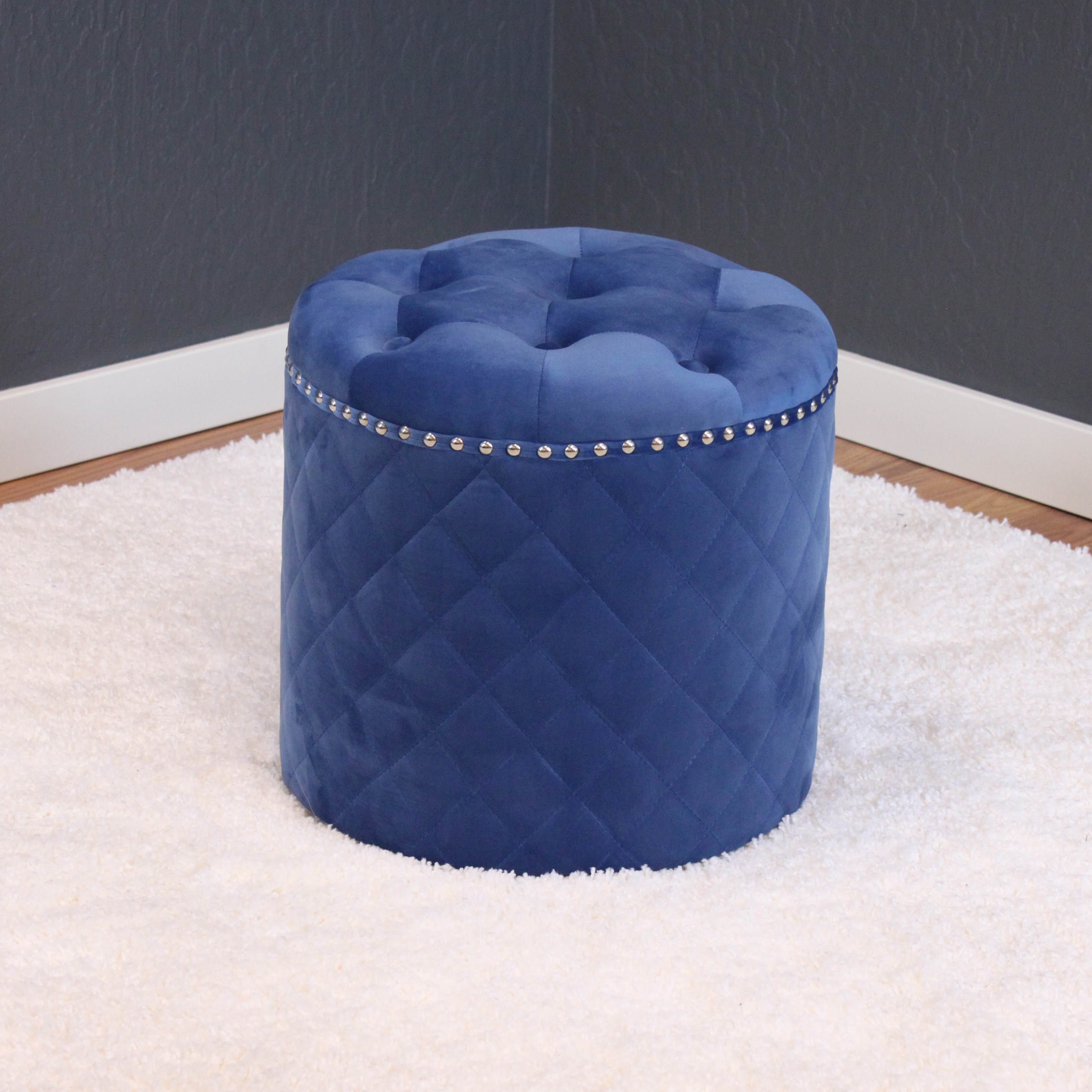 Lemele Round Velvet Ottoman