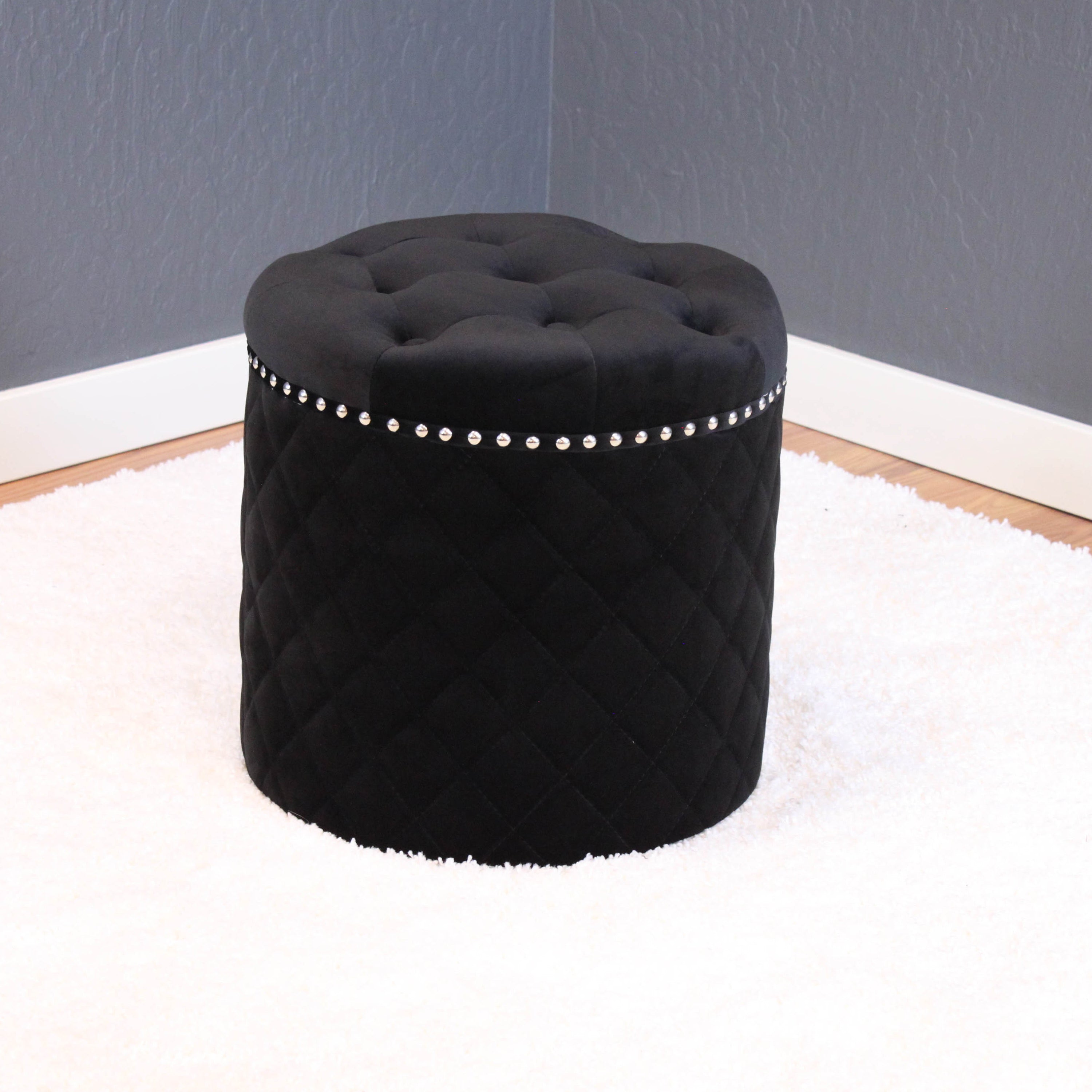 Lemele Round Velvet Ottoman