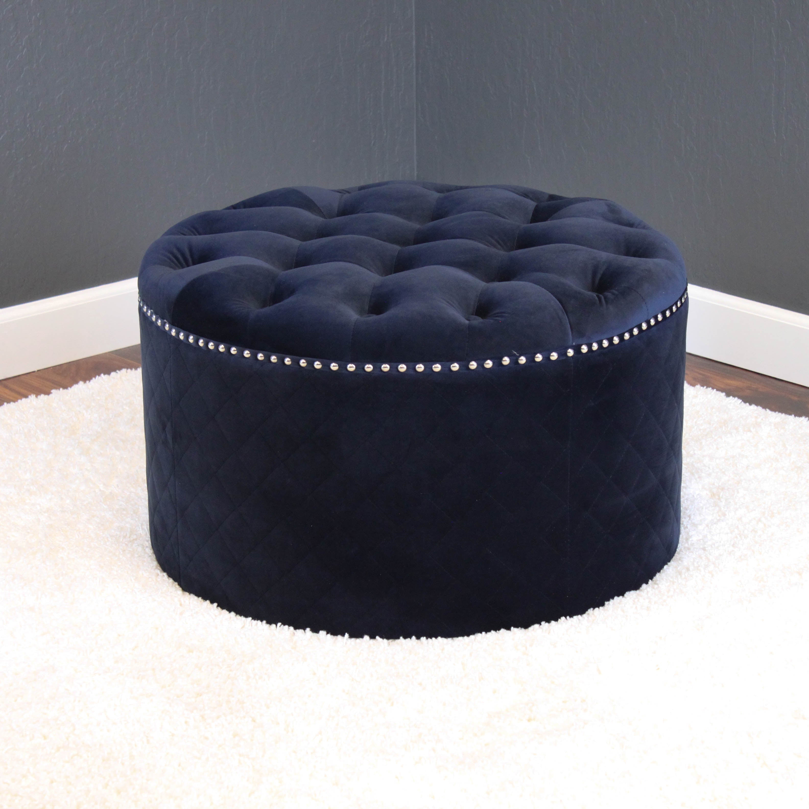 Lemele 27" Round Velvet Ottoman