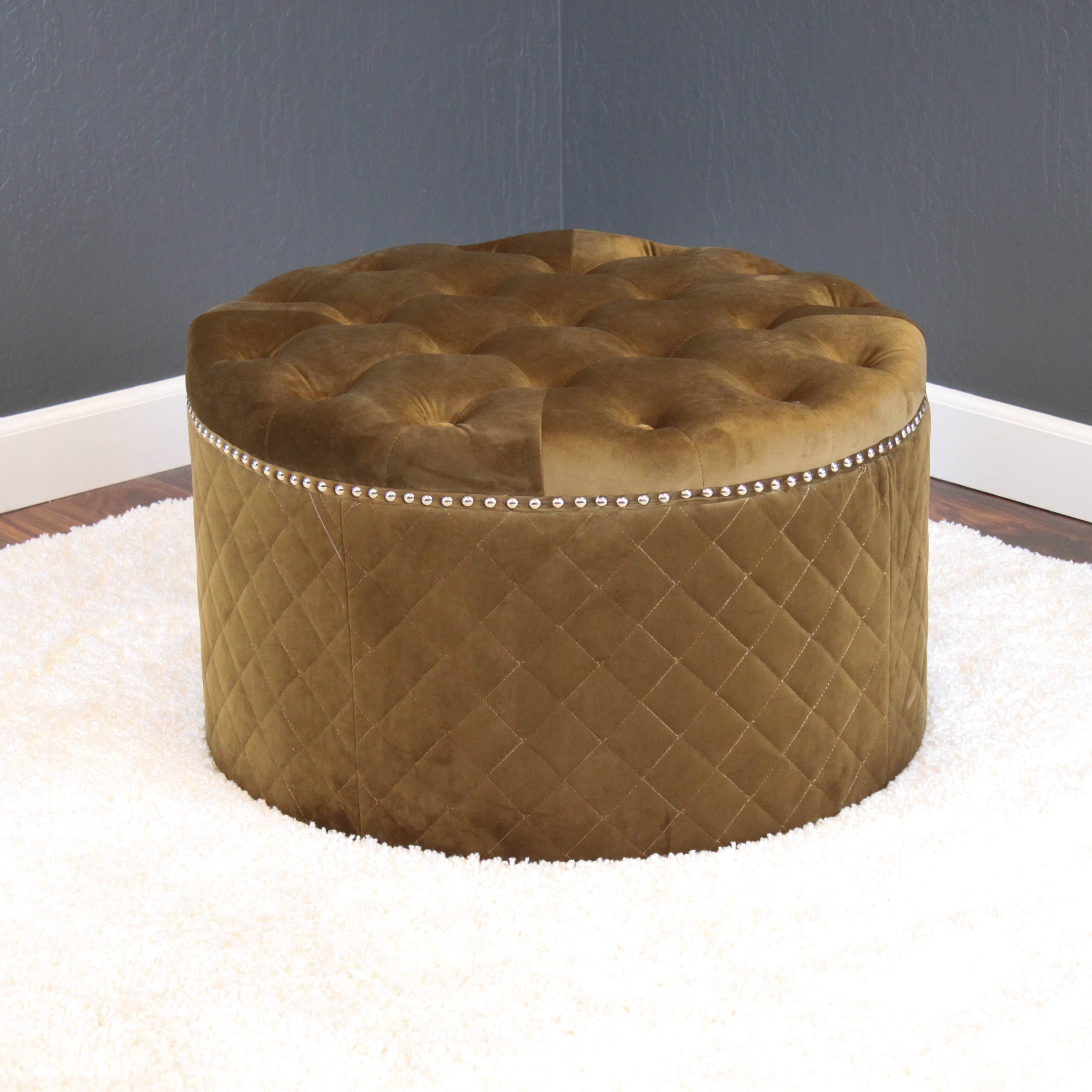 Lemele 27" Round Velvet Ottoman