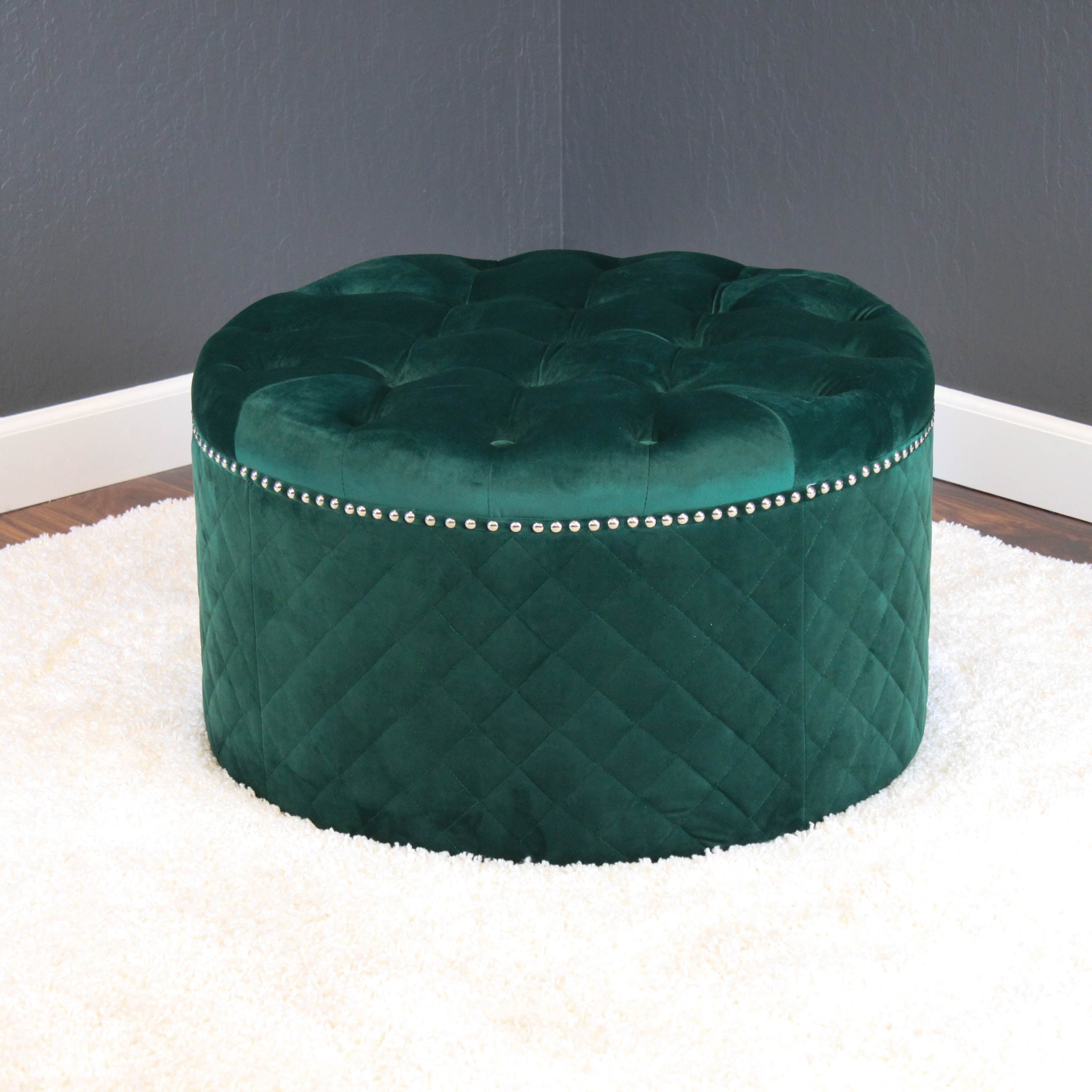 Lemele 27" Round Velvet Ottoman