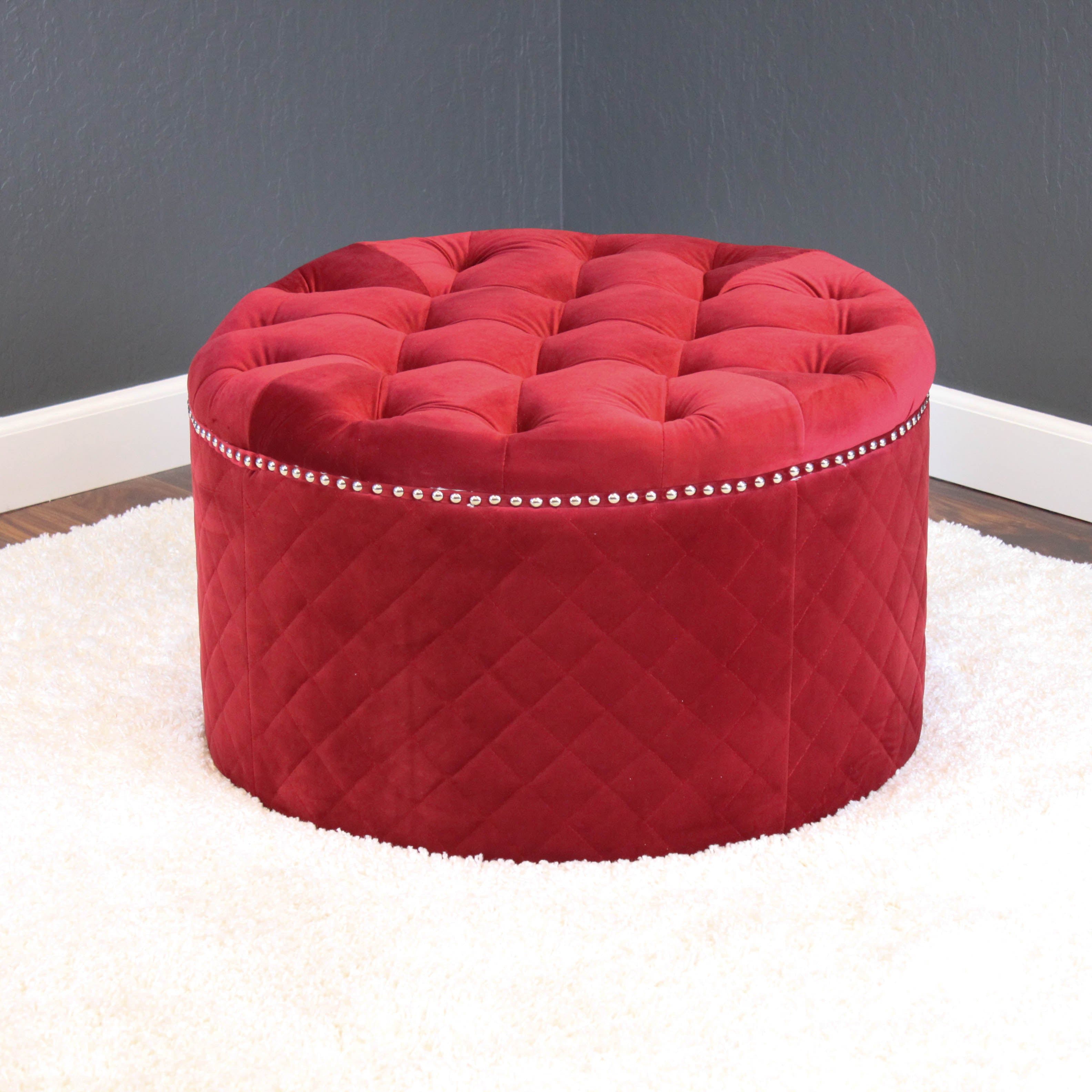 Lemele 27" Round Velvet Ottoman