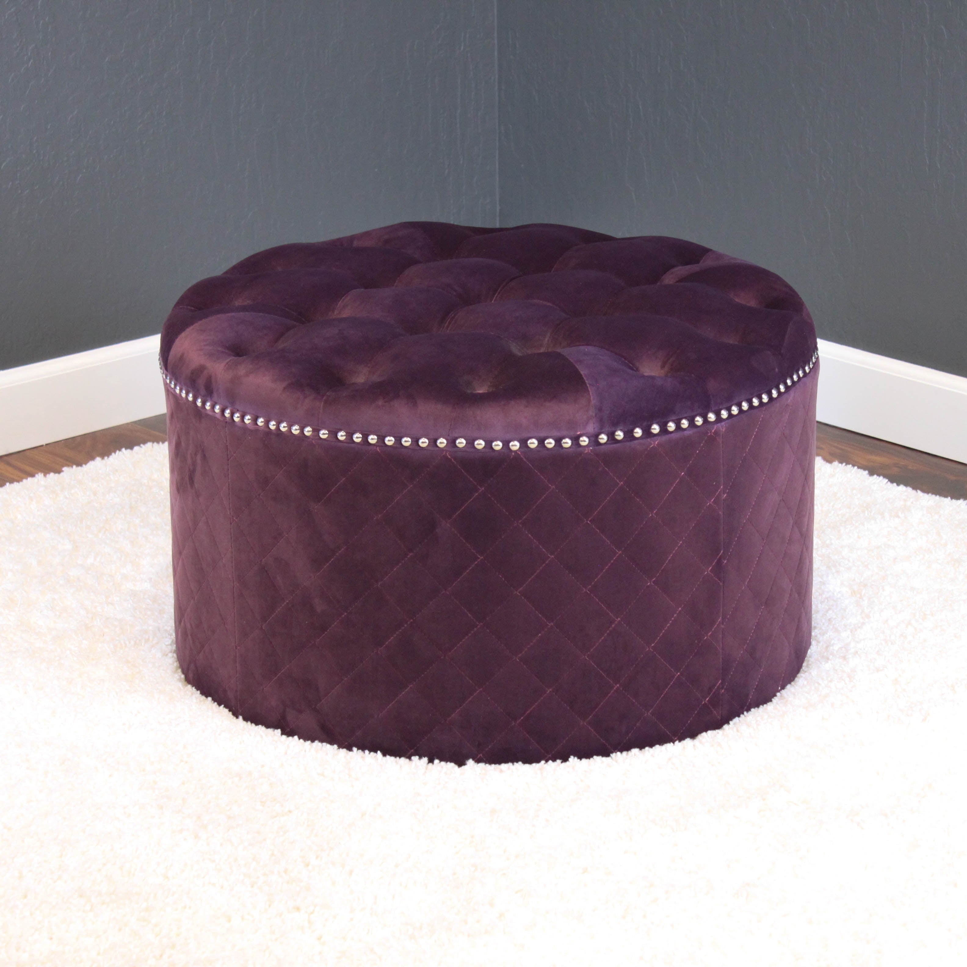 Lemele 27" Round Velvet Ottoman