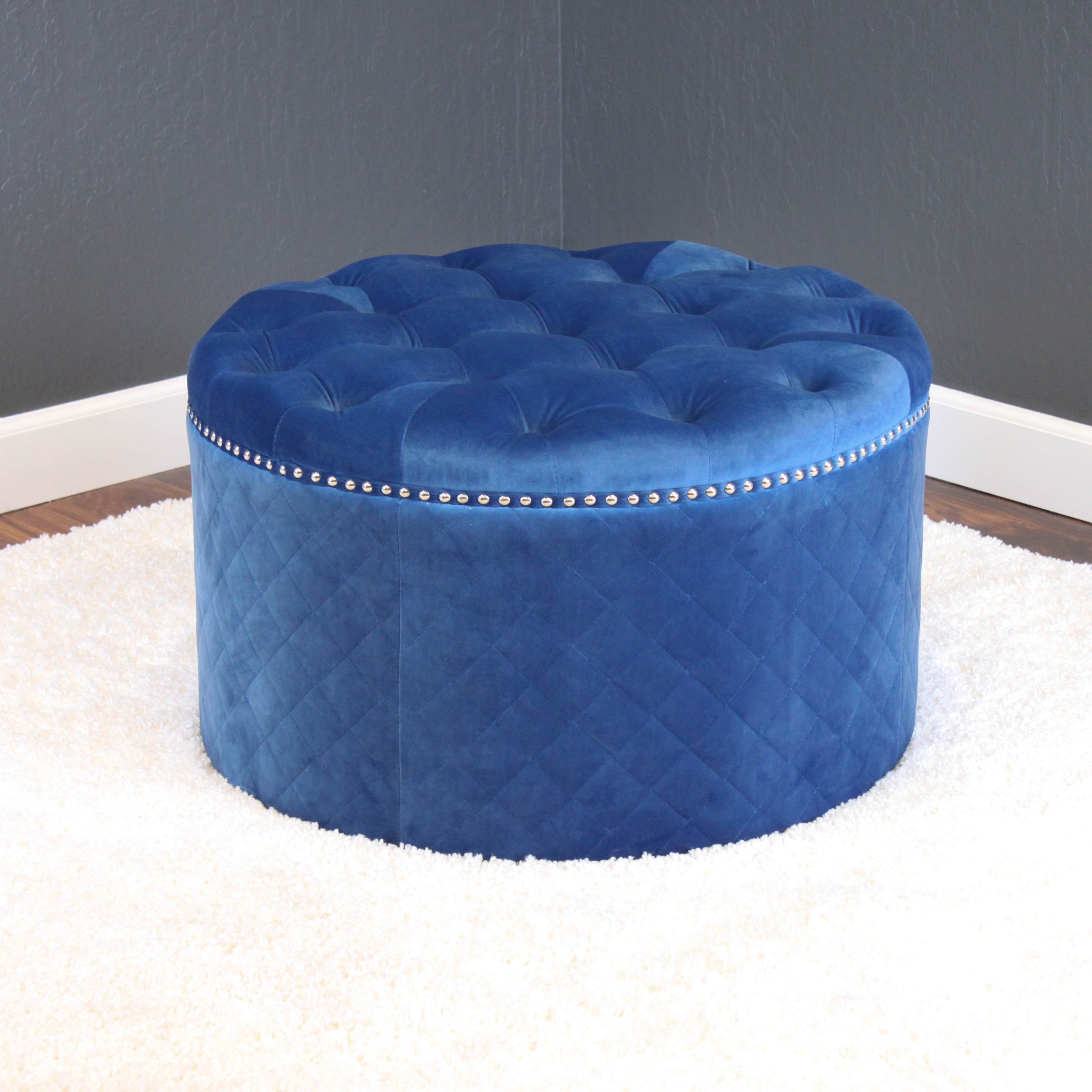 Lemele 27" Round Velvet Ottoman