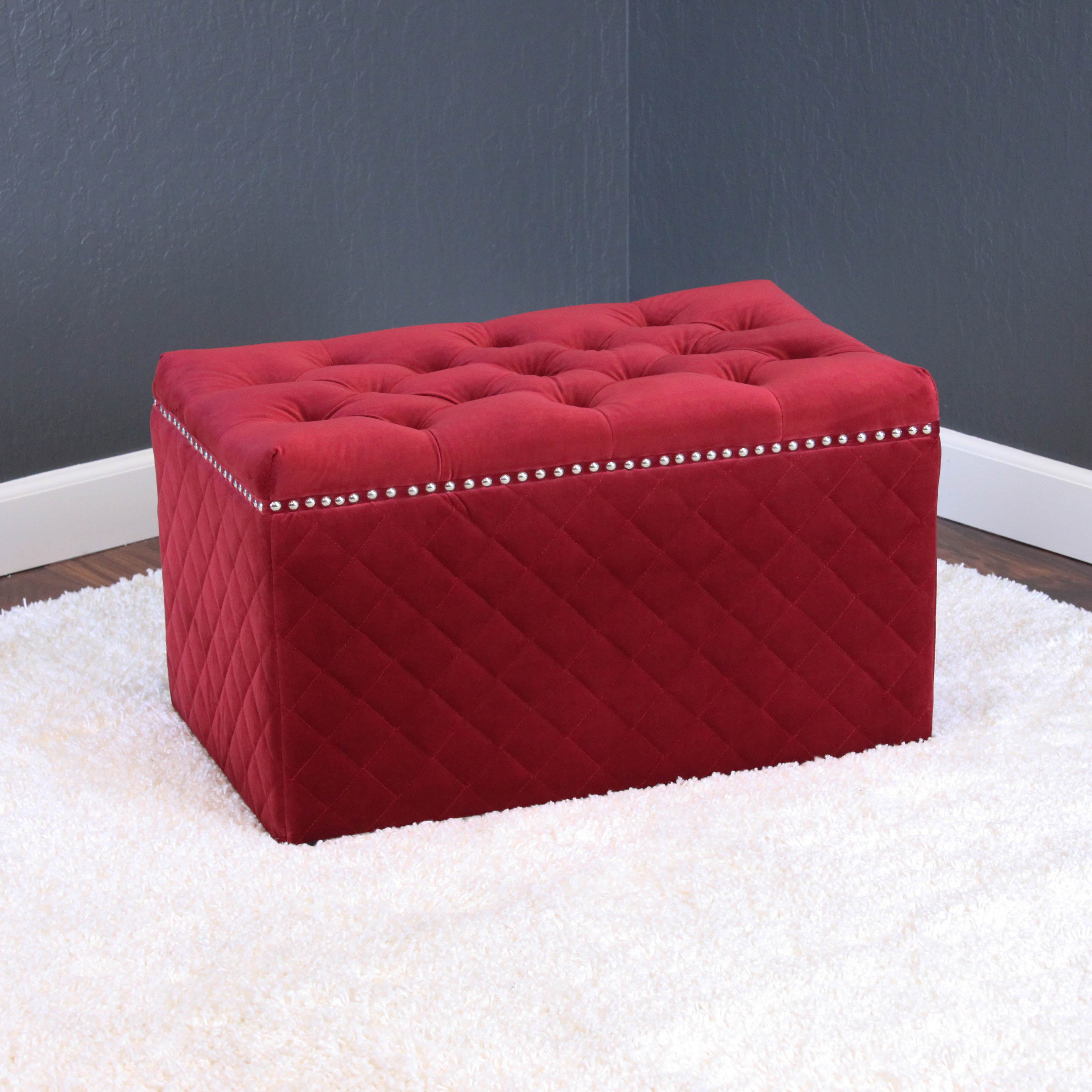 Lemele 27" Rectangle Velvet Ottoman