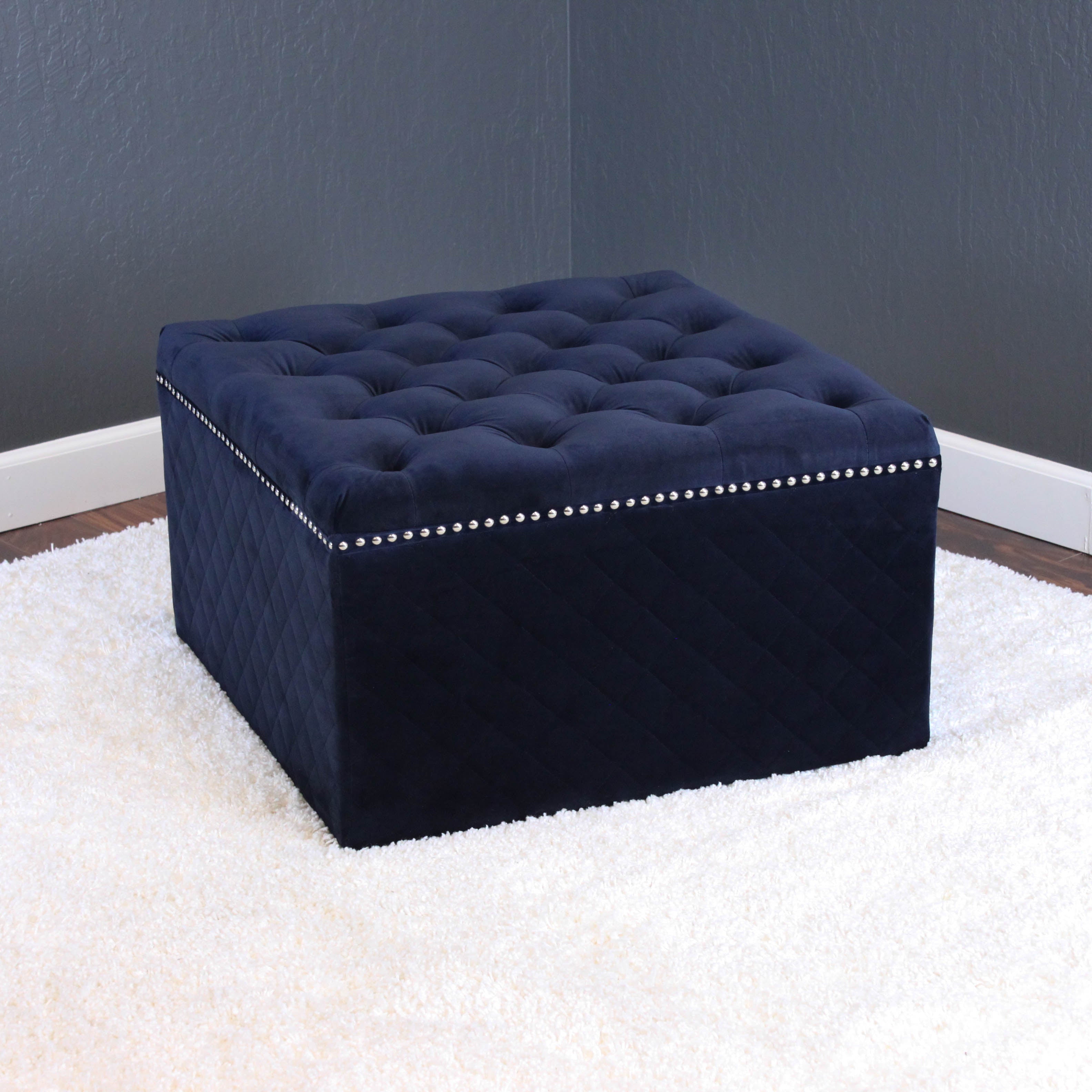 Lemele 27" Square Velvet Ottoman