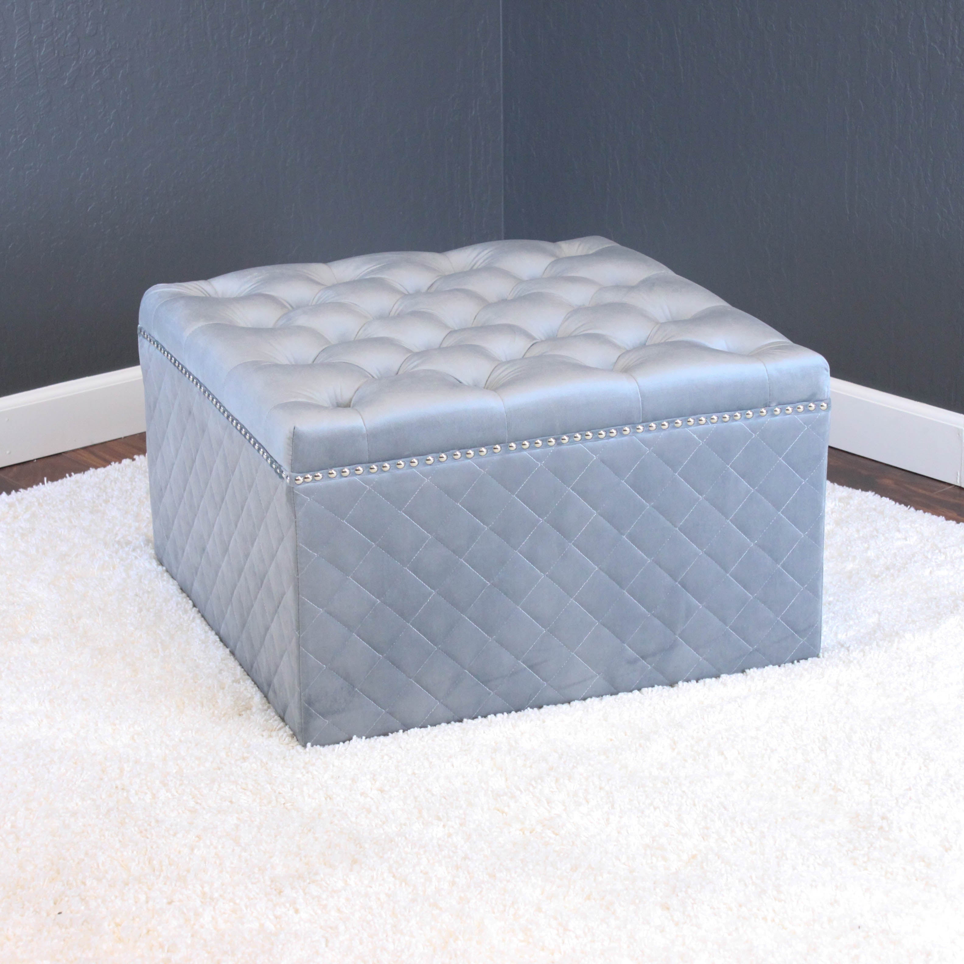 Lemele 27" Square Velvet Ottoman