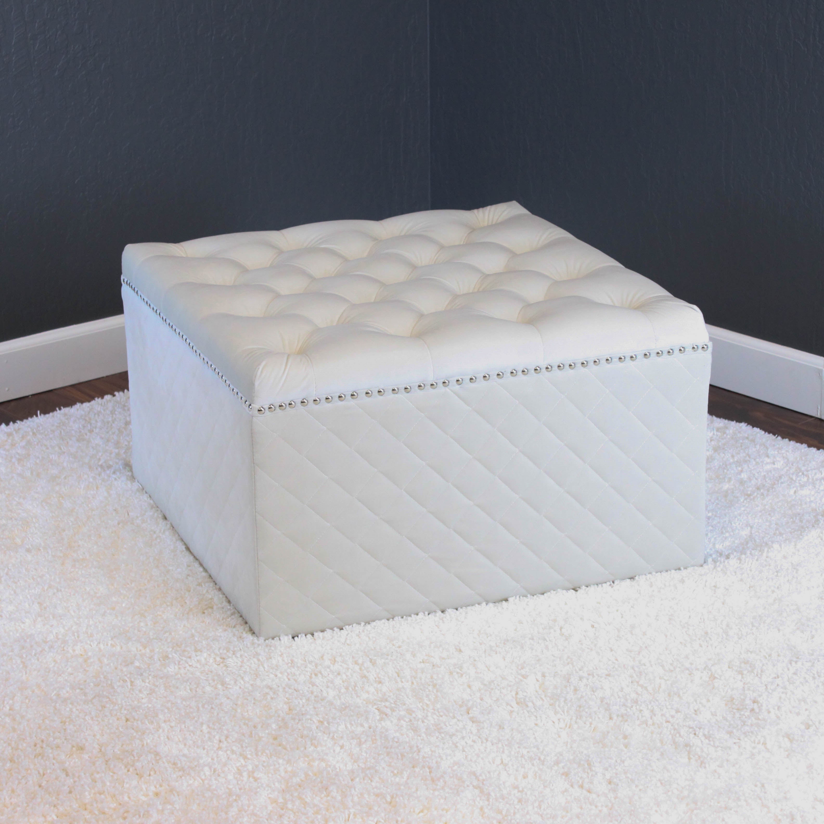 Lemele 27" Square Velvet Ottoman