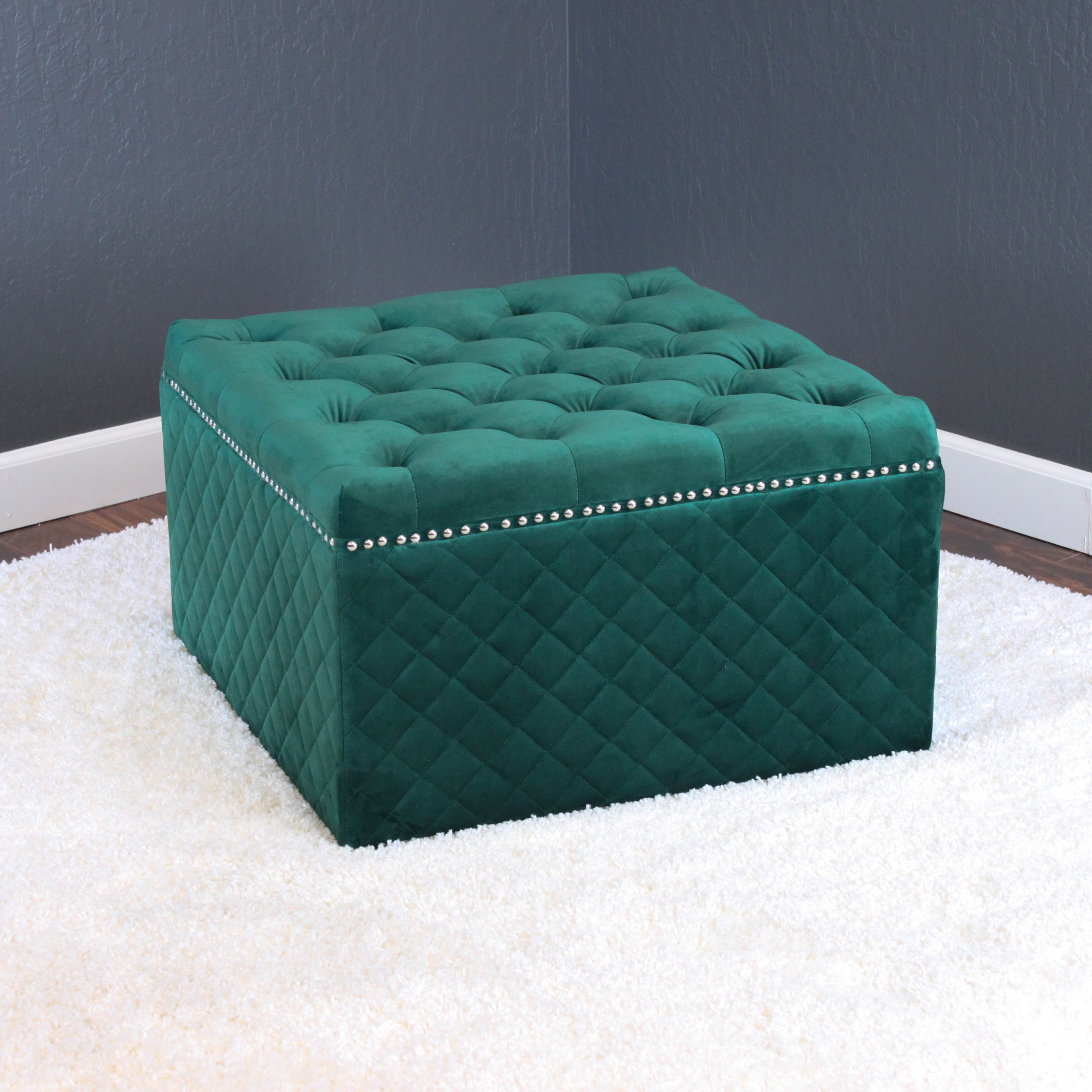 Lemele 27" Square Velvet Ottoman