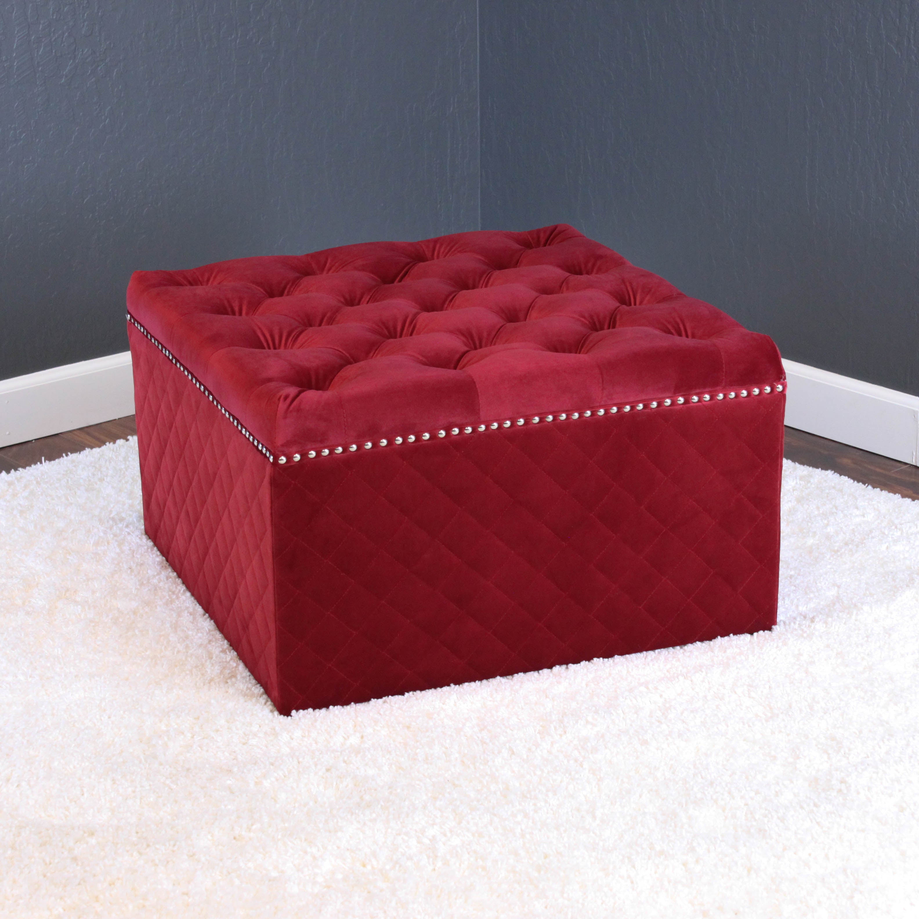 Lemele 27" Square Velvet Ottoman