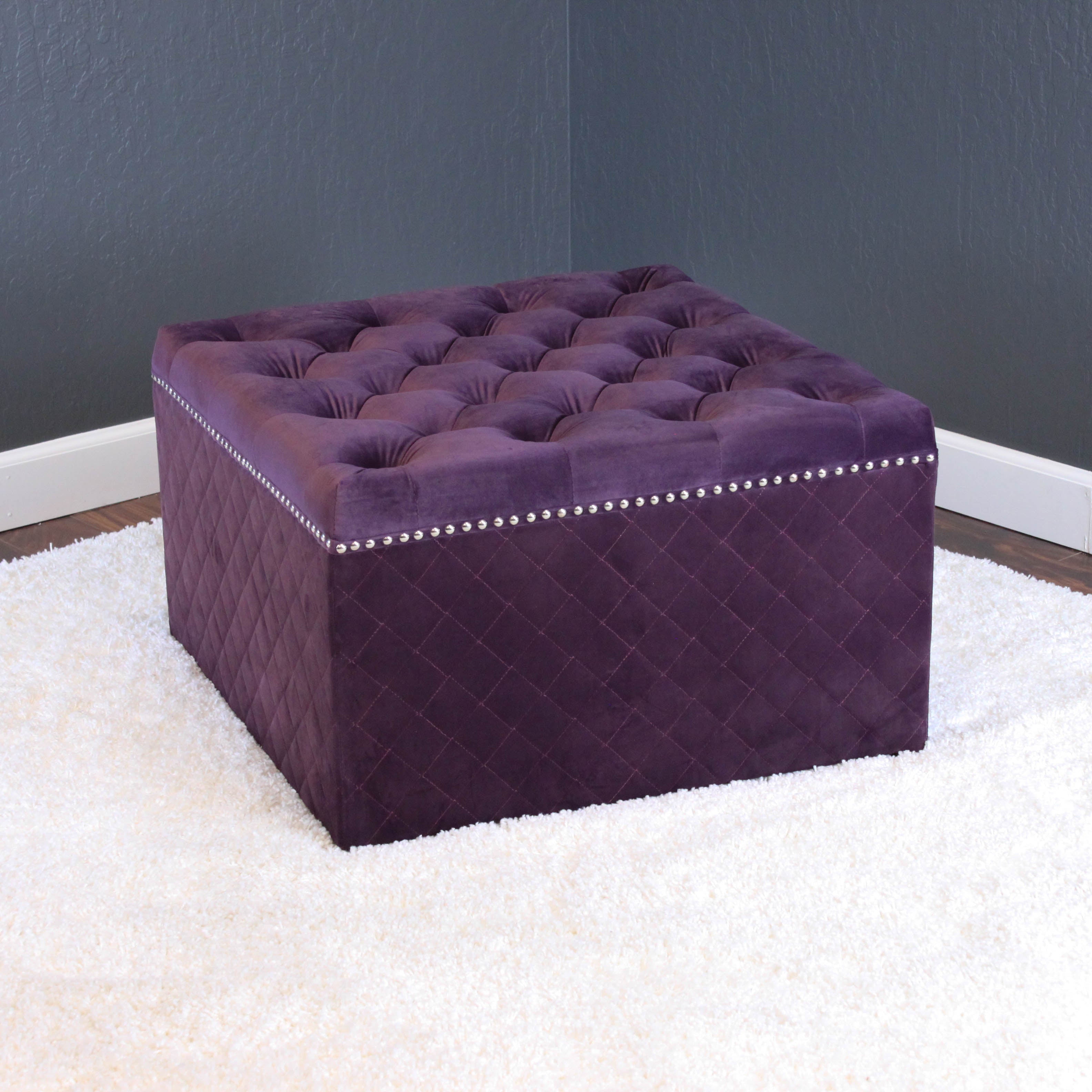 Lemele 27" Square Velvet Ottoman