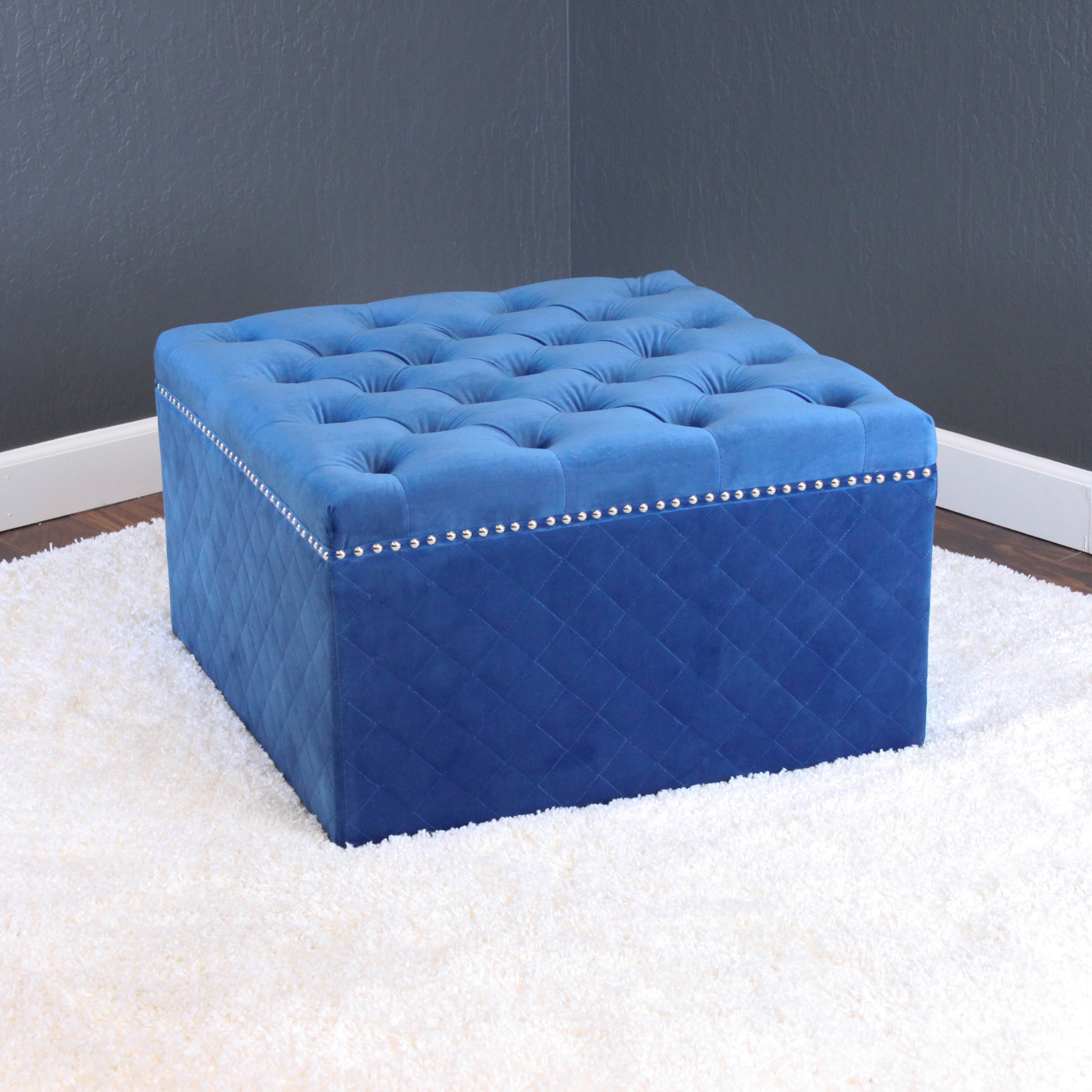 Lemele 27" Square Velvet Ottoman