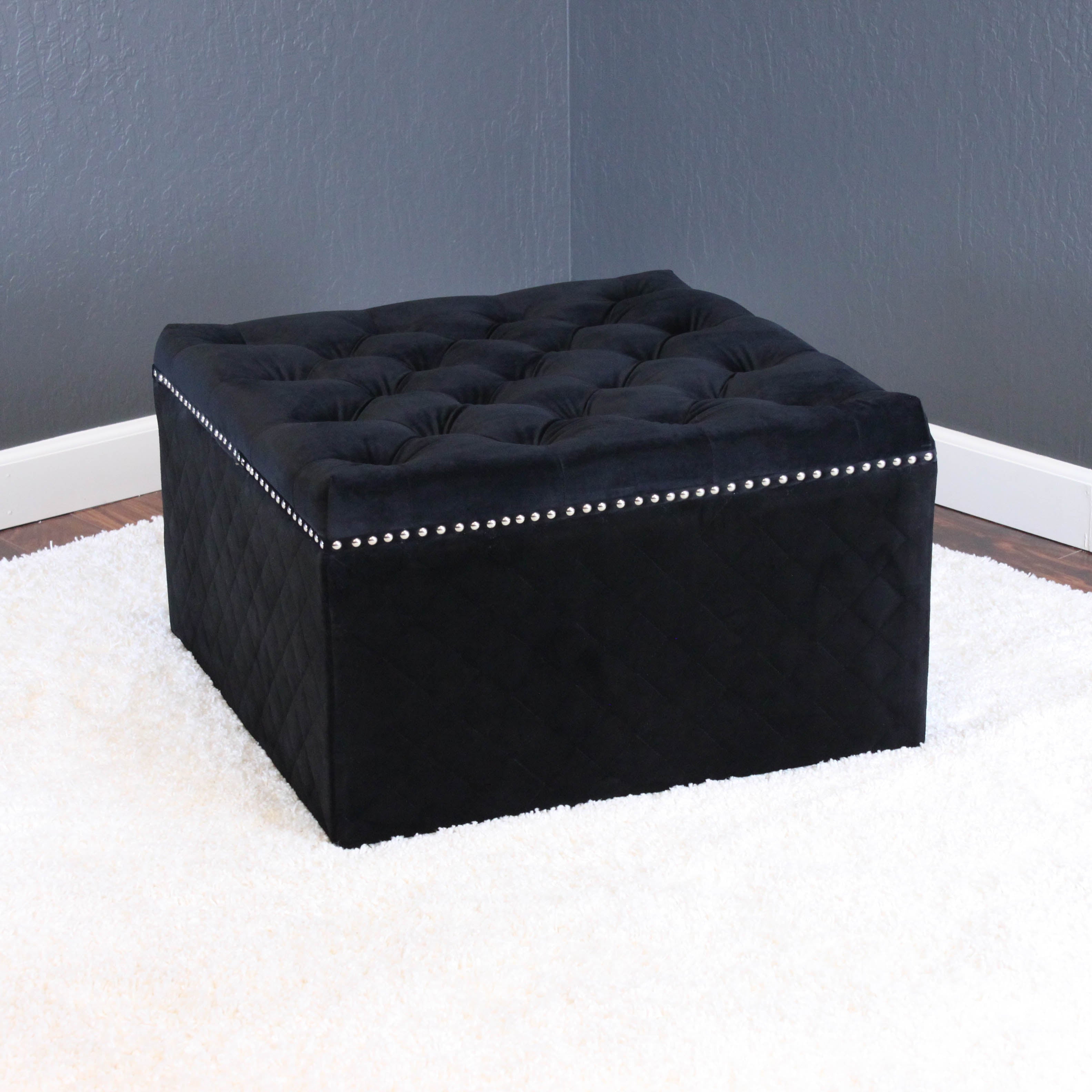 Lemele 27" Square Velvet Ottoman