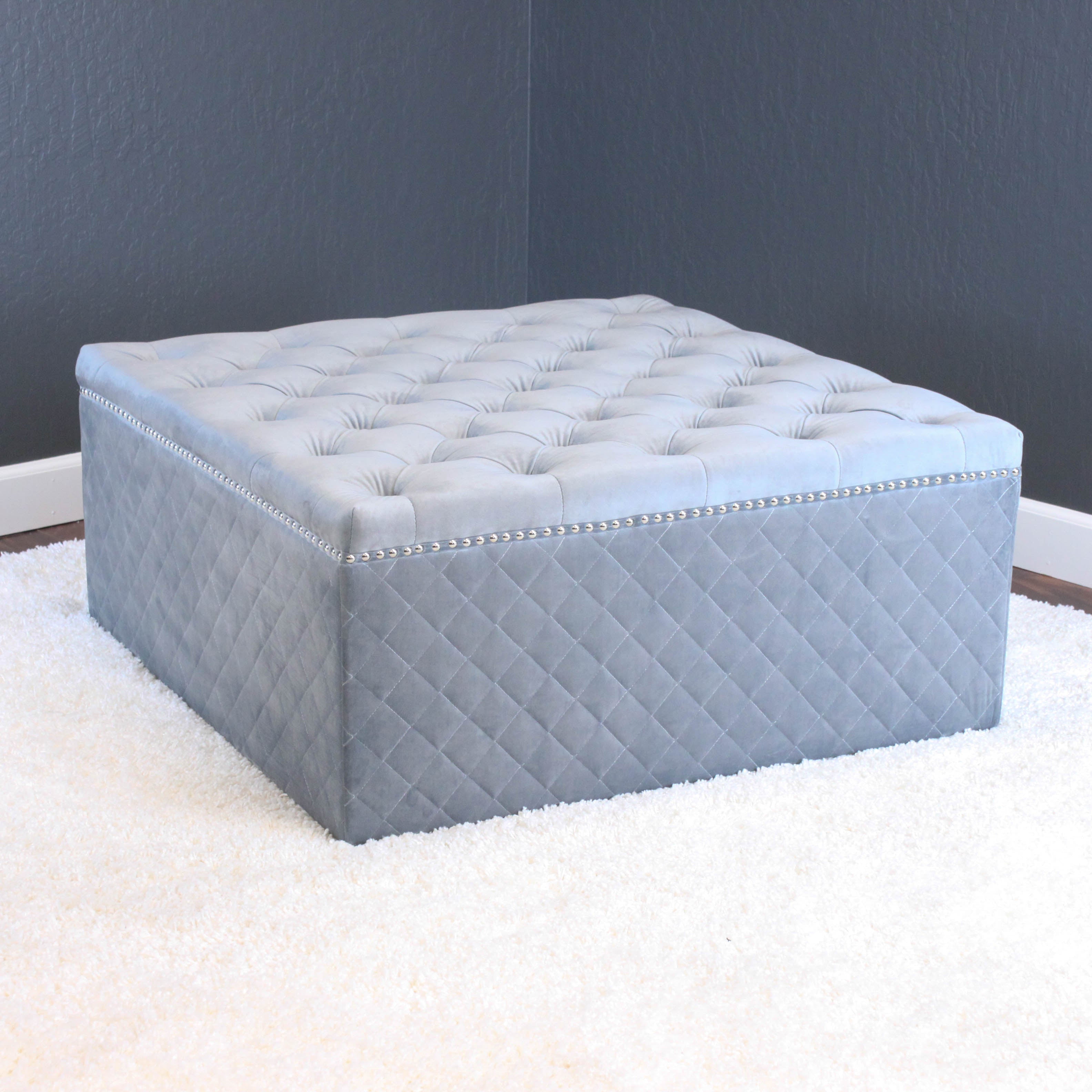 Lemele 36" Square Velvet Ottoman