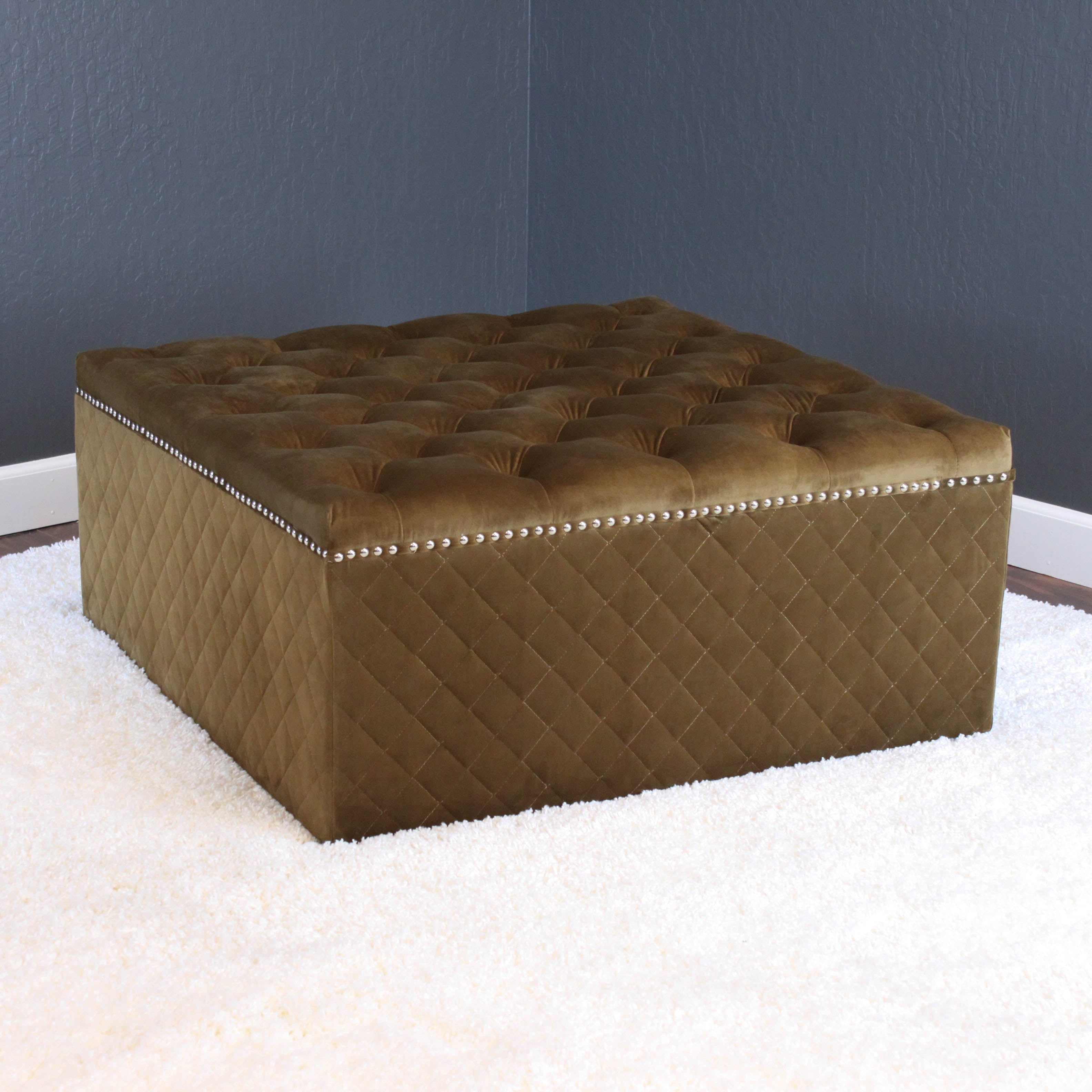 Lemele 36" Square Velvet Ottoman