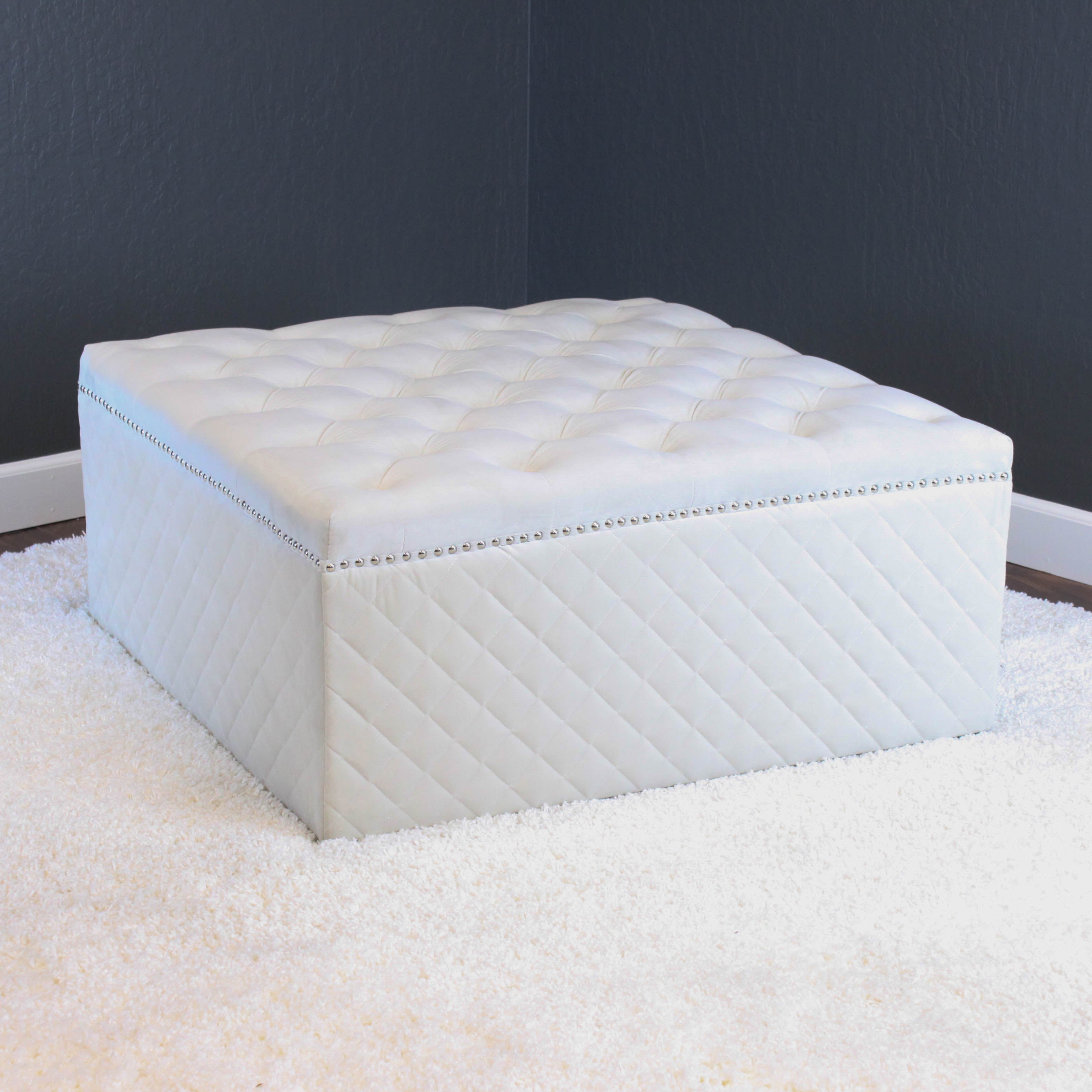 Lemele 36" Square Velvet Ottoman