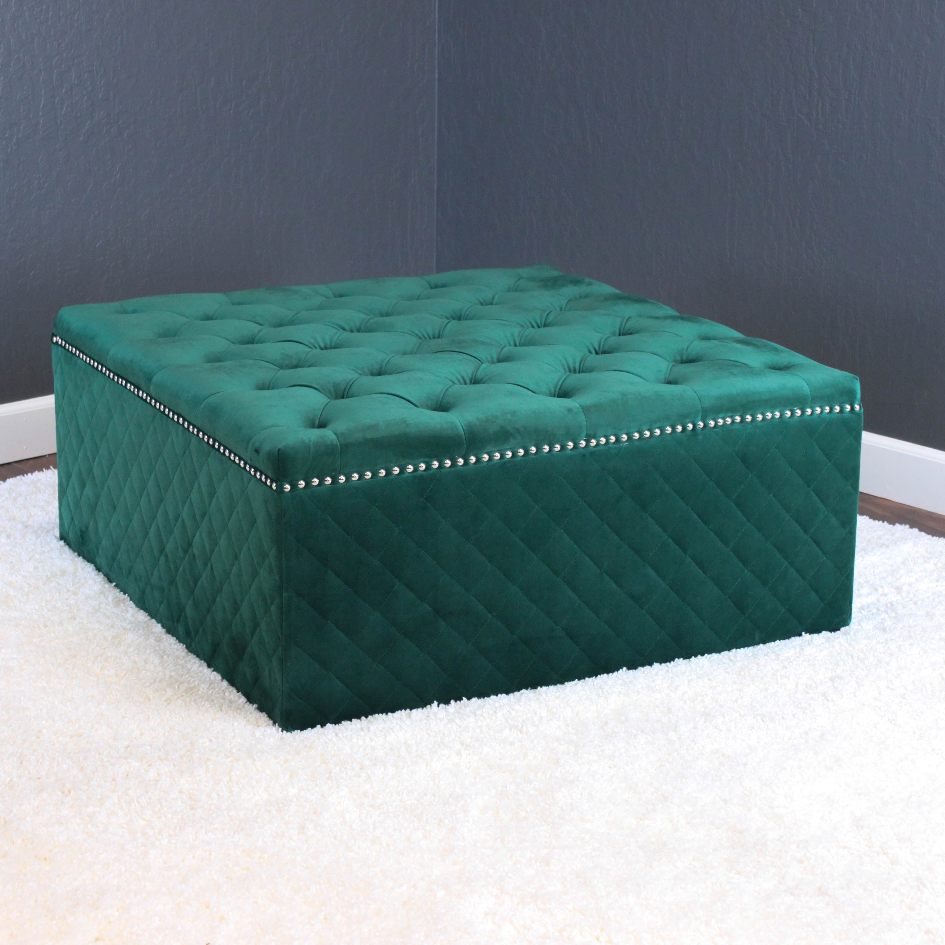 Lemele 36" Square Velvet Ottoman