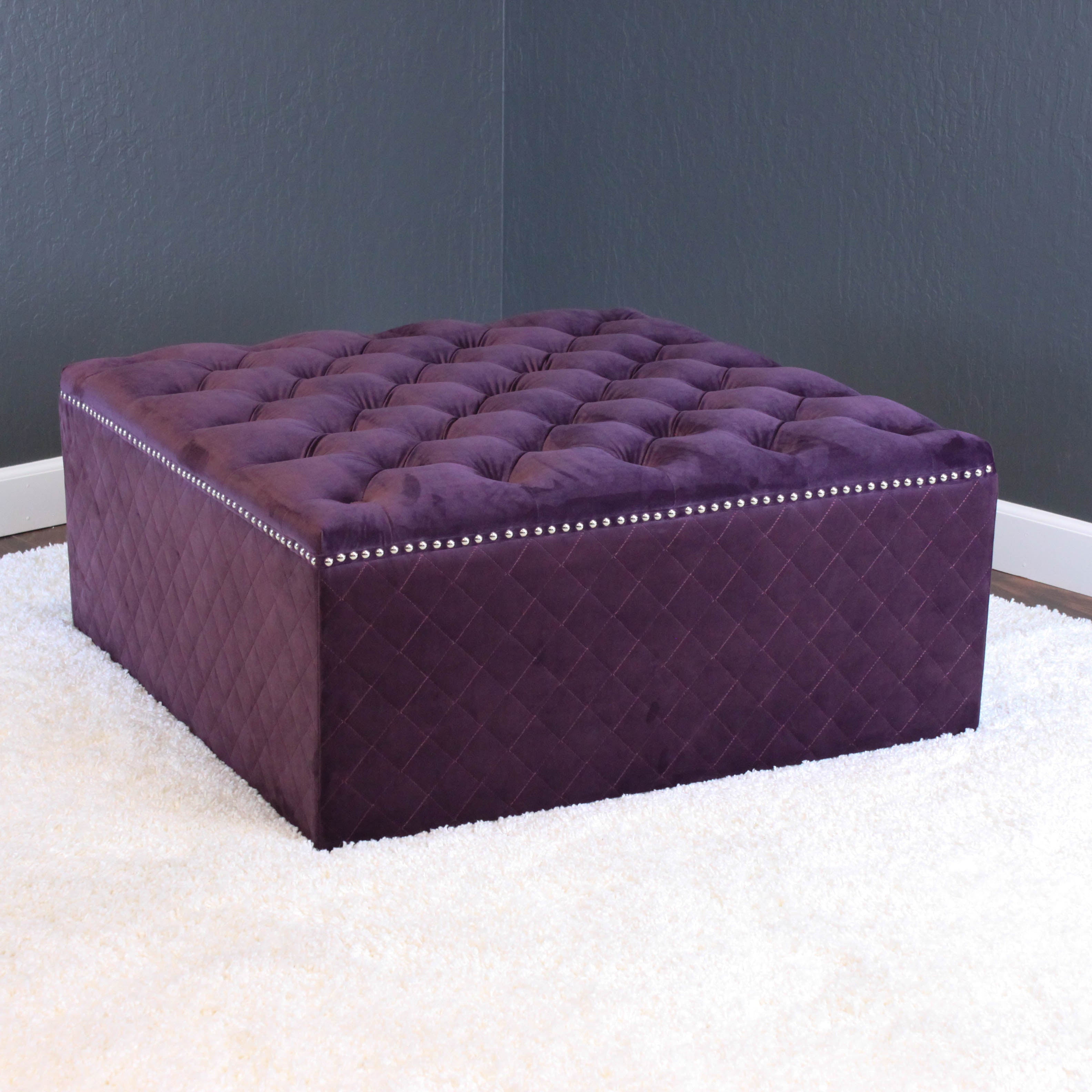 Lemele 36" Square Velvet Ottoman