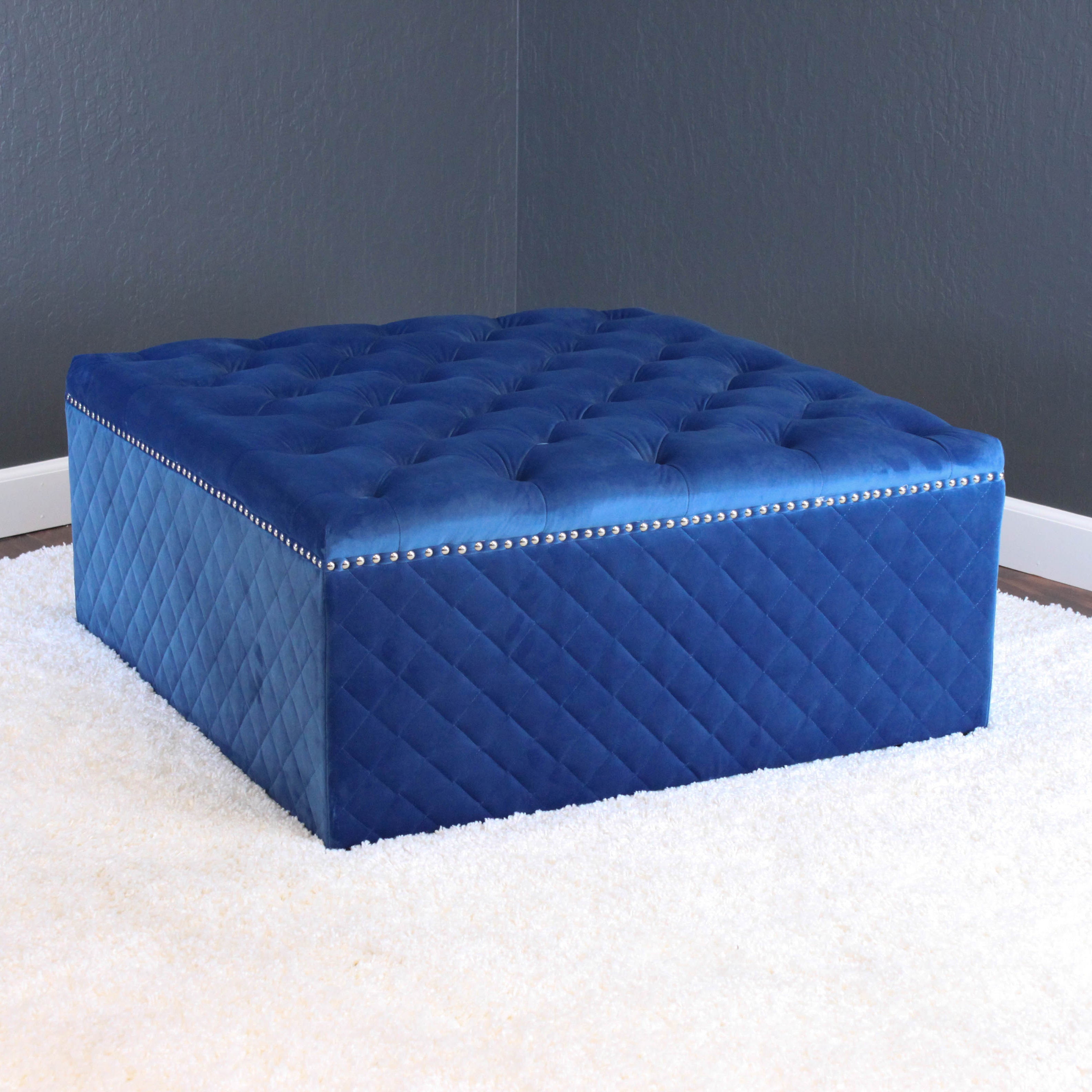 Lemele 36" Square Velvet Ottoman