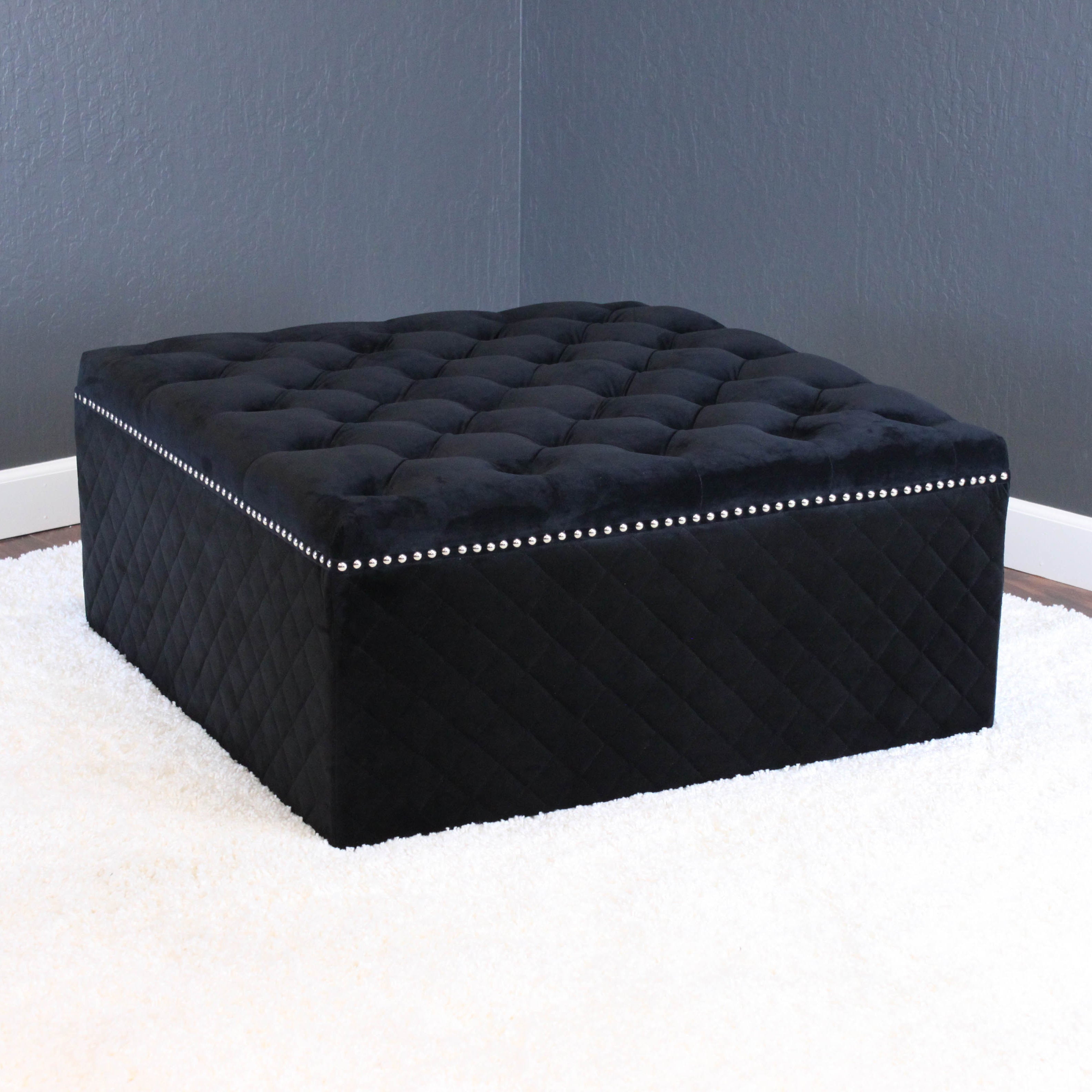 Lemele 36" Square Velvet Ottoman