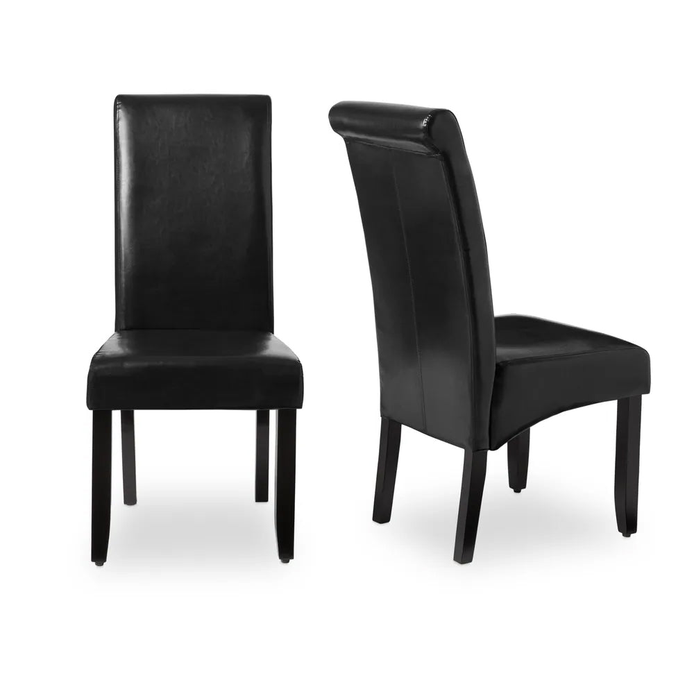 Villa faux discount leather dining chairs