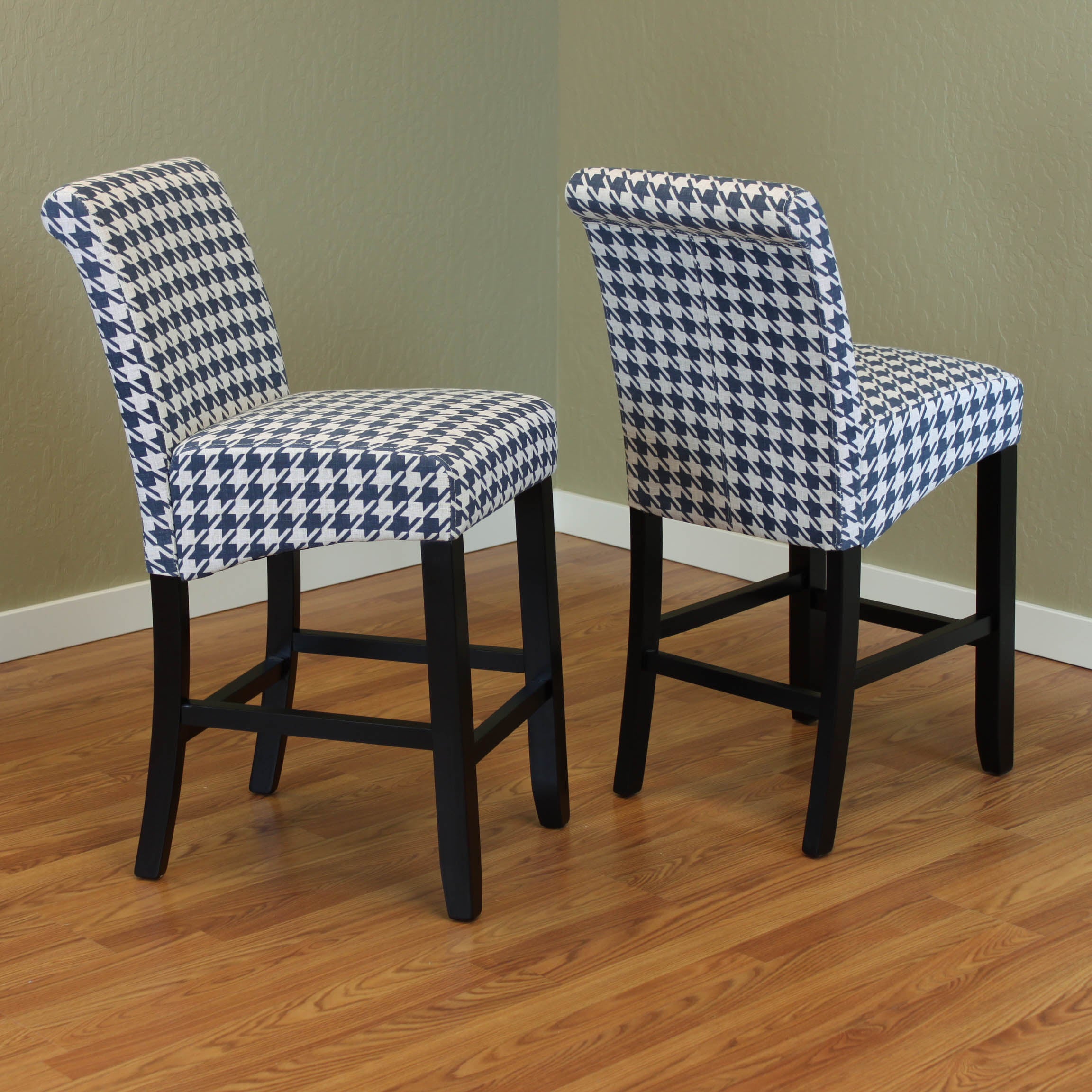 Milan Houndstooth linen Counter Chairs (Set of 2)