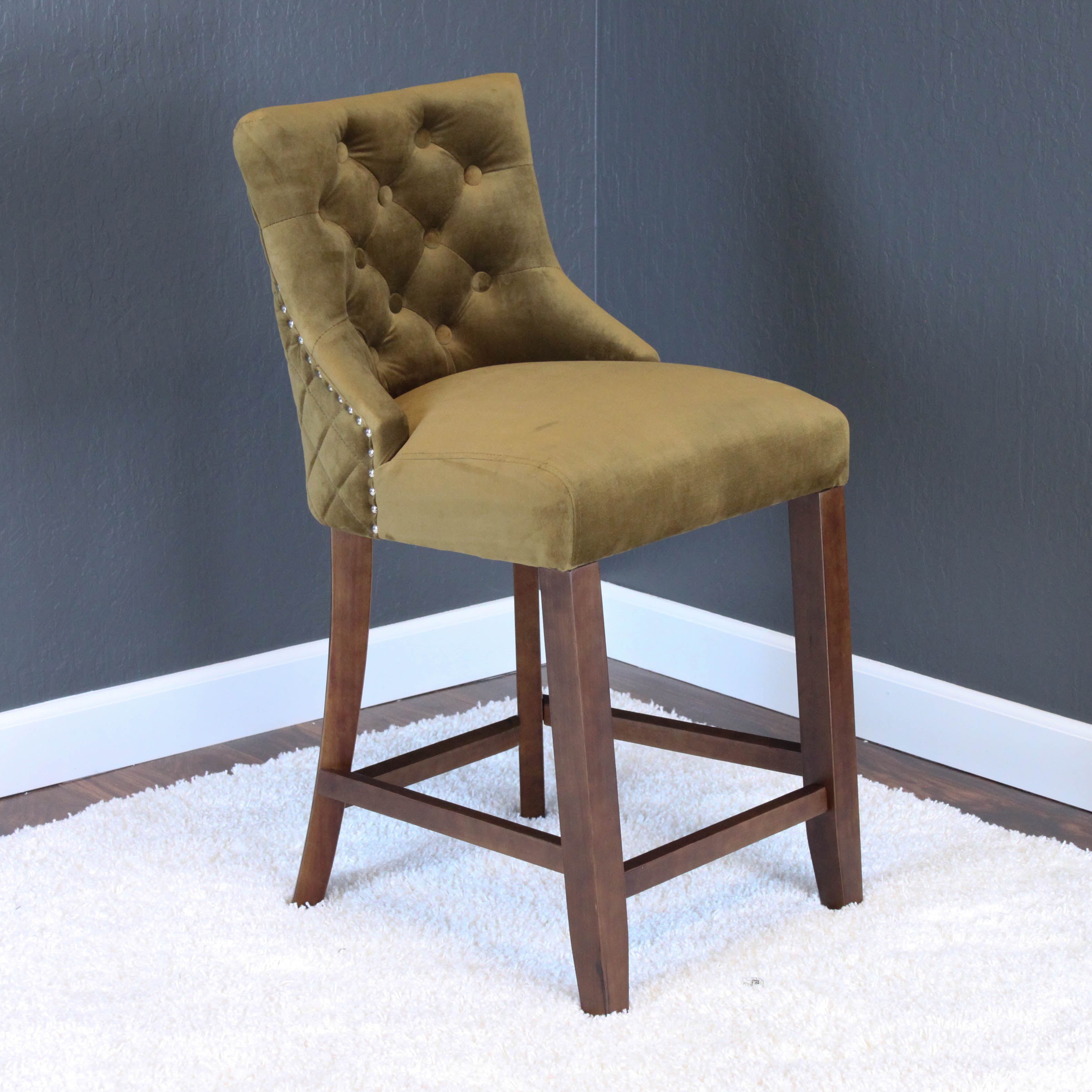 Lemele Velvet Counter Chairs (Set of 2)